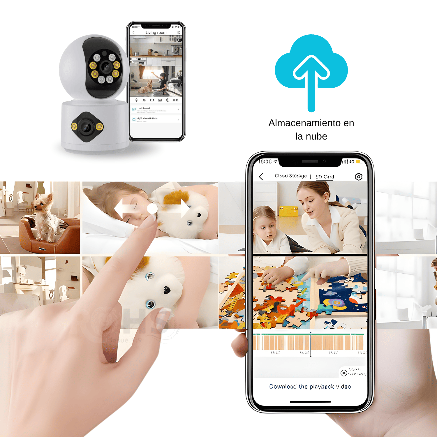PACK 2 CÁMARAS DE SEGURIDAD WIFI DOBLE LENTE 360° CON VISIÓN NOCTURNA Y MONITOREO REMOTO HOGAR OFICINA - 3