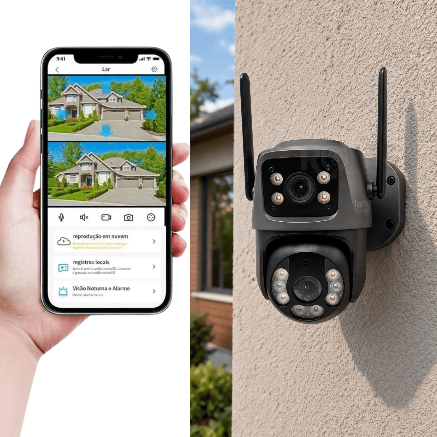 CÁMARA DE SEGURIDAD WIFI EXTERIOR 3 LENTES CON ZOOM 8X Y MONITOREO REMOTO 360° - 1