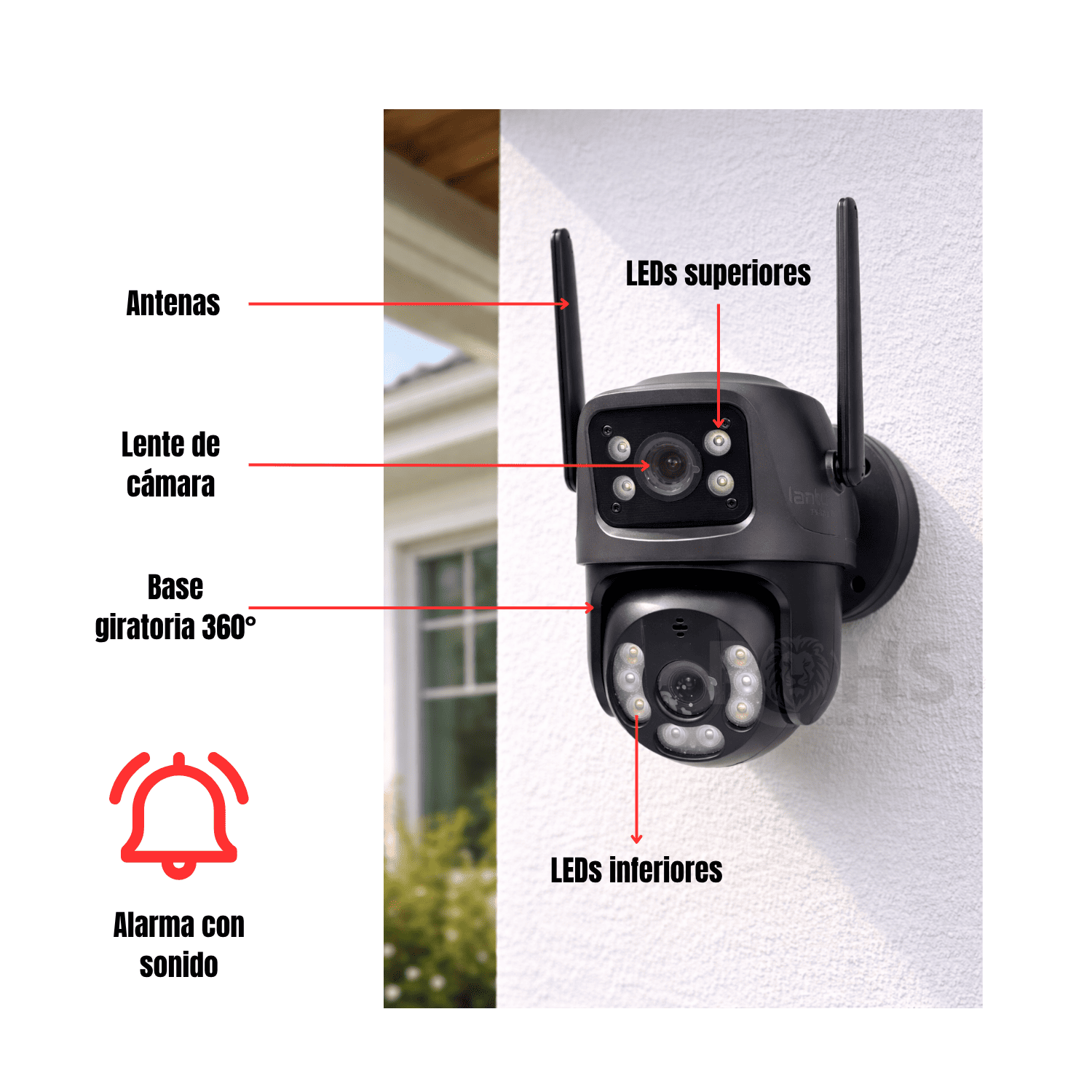 CÁMARA DE SEGURIDAD WIFI EXTERIOR 3 LENTES CON ZOOM 8X Y MONITOREO REMOTO 360° - 3