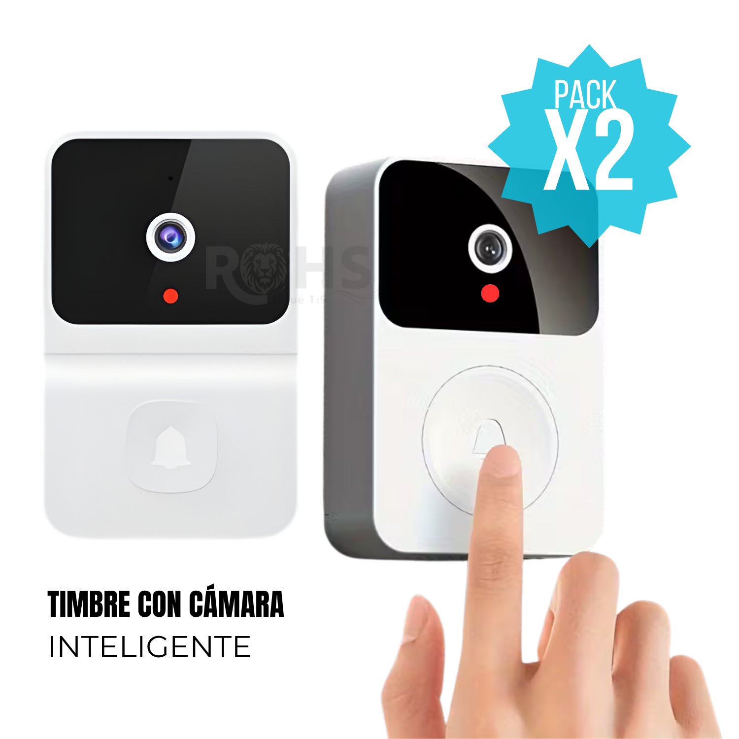 PACK 2 TIMBRE INTELIGENTE CON CÁMARA WIFI 180° CON VISIÓN NOCTURNA AUDIO BIDIRECCIONAL Y DETECCIÓN DE MOVIMIENTO - 1