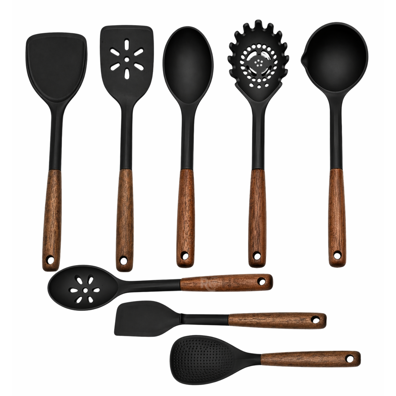 SET DE UTENSILIOS DE COCINA SILICONA 28 PIEZAS CON BASE Y ACCESORIOS RESISTENTE AL CALOR NEGRO - 2