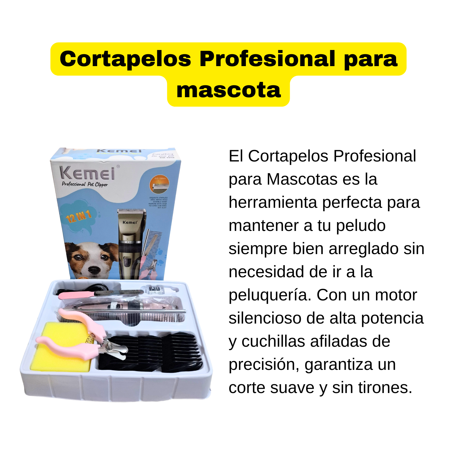 CORTAPELOS PROFESIONAL PARA MASCOTAS - KEMEI - 6