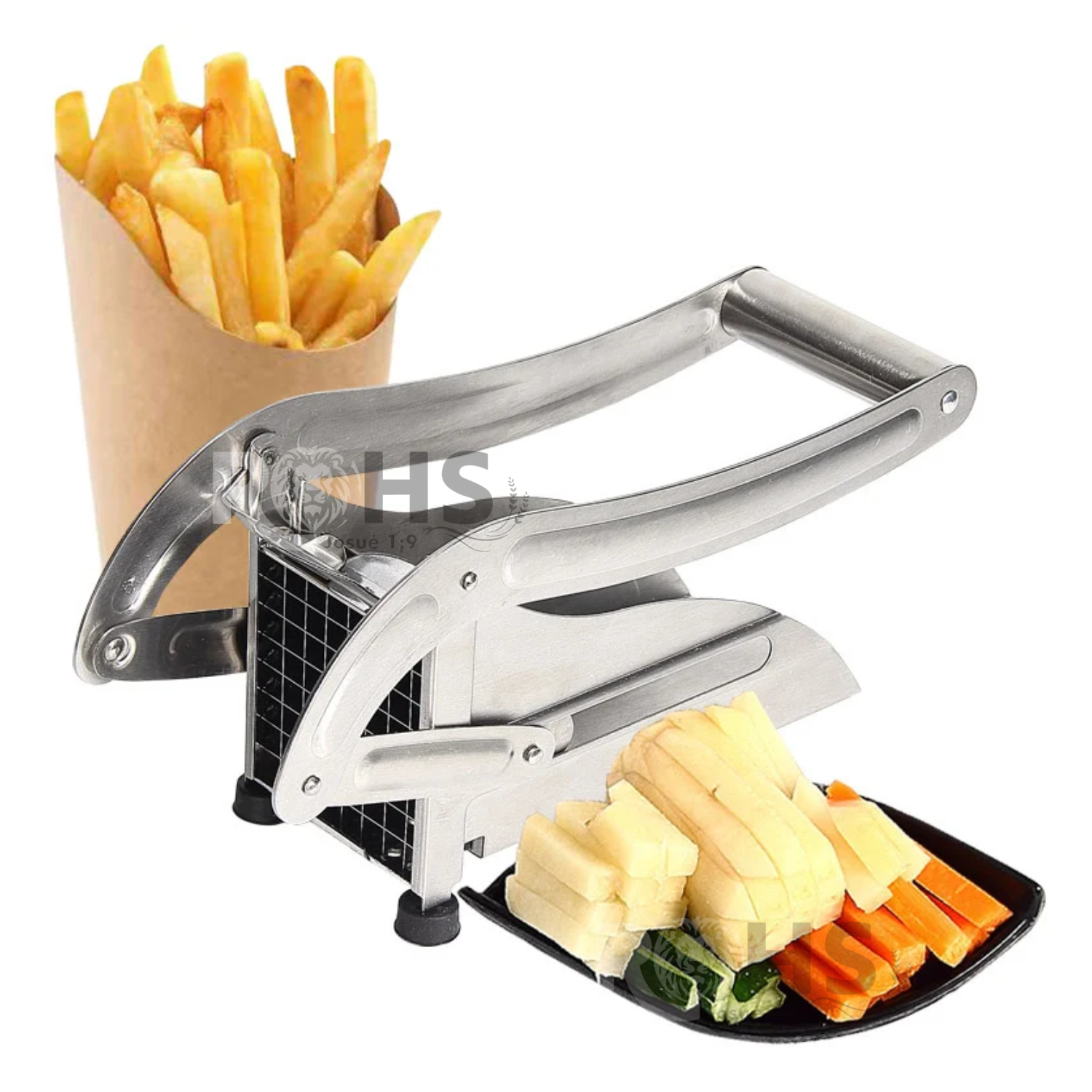 CORTADOR DE PAPAS FRITAS DE ACERO INOXIDABLE CON CUCHILLAS INTERCAMBIABLES - 1