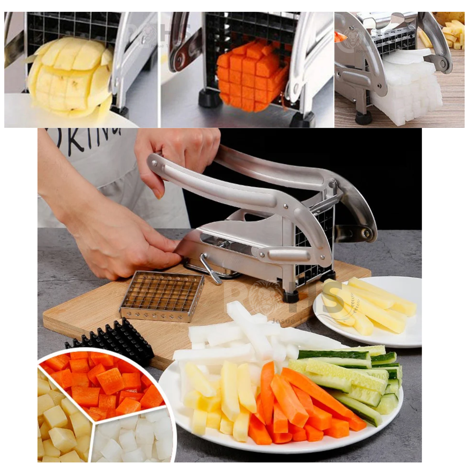 CORTADOR DE PAPAS FRITAS DE ACERO INOXIDABLE CON CUCHILLAS INTERCAMBIABLES - 3