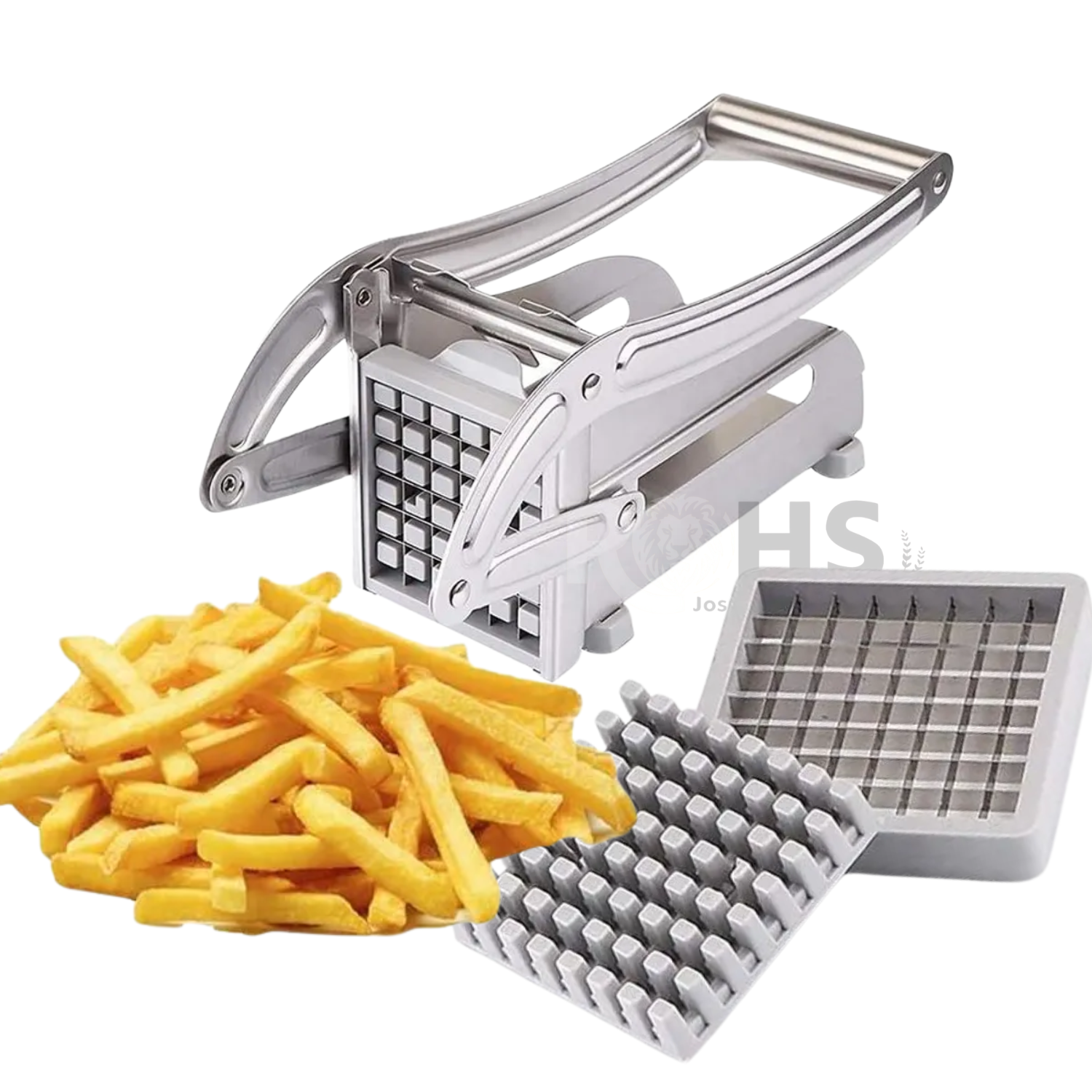 CORTADOR MANUAL DE PAPAS FRITAS DE ACERO INOXIDABLE CON CUCHILLAS INTERCAMBIABLES - 1