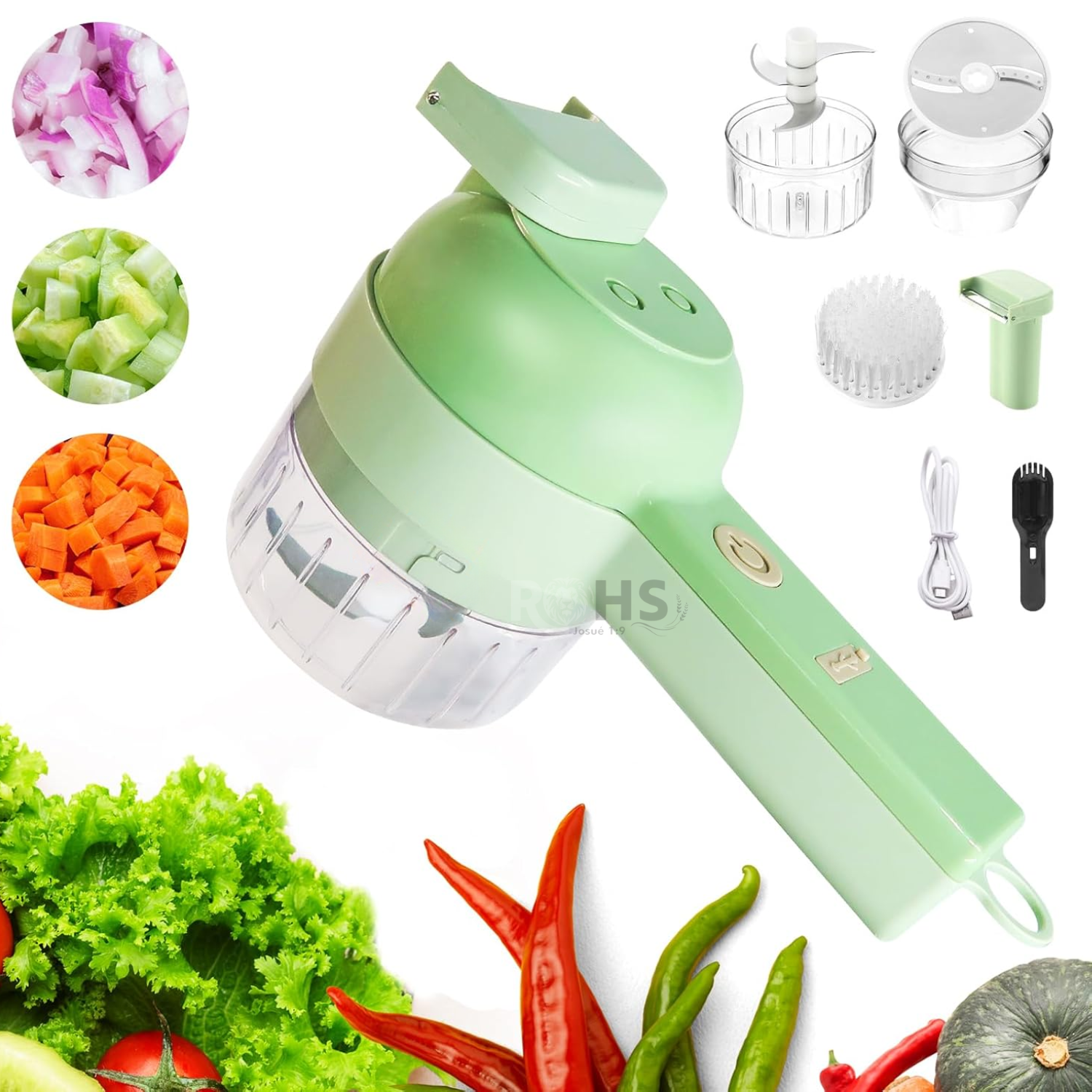 PICADOR ELÉCTRICO RECARGABLE USB PARA VERDURAS Y AJOS PORTÁTIL MULTIFUNCIONAL - 1