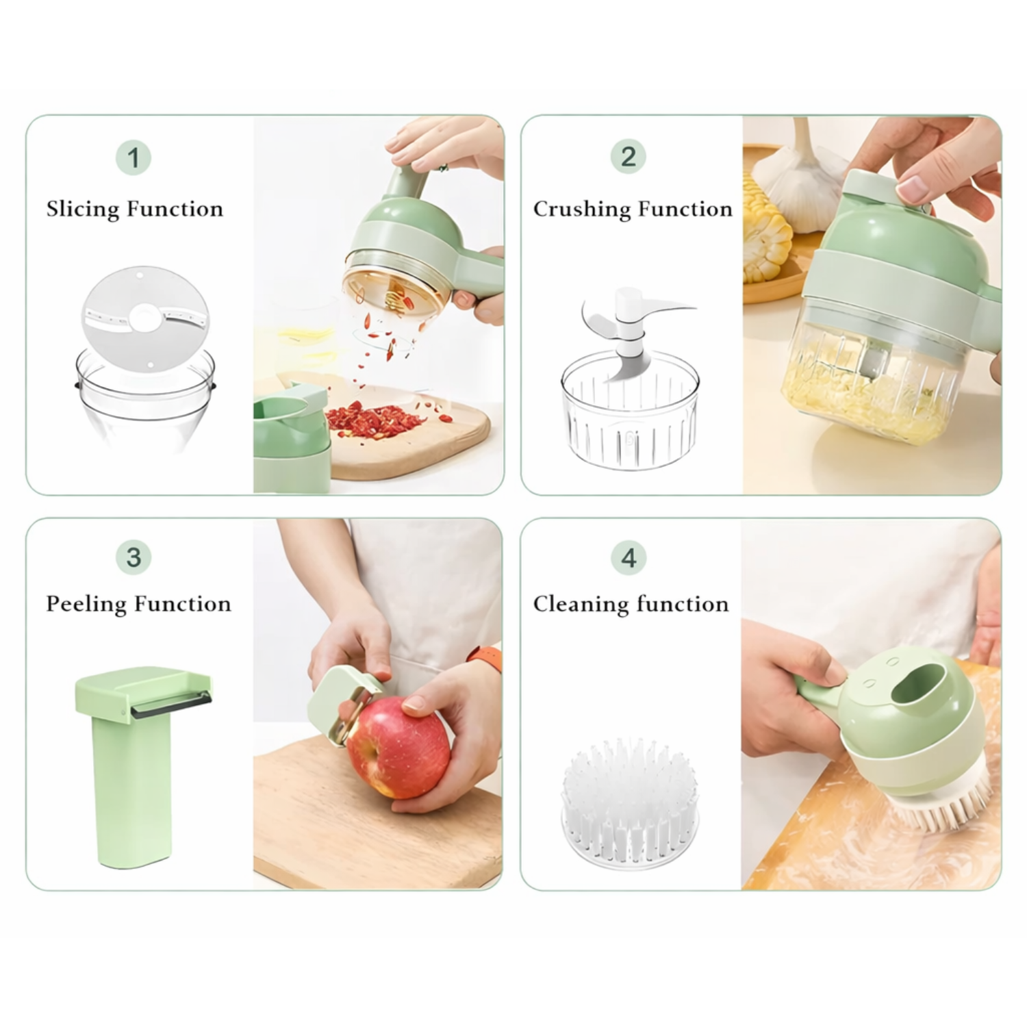 PICADOR ELÉCTRICO RECARGABLE USB PARA VERDURAS Y AJOS PORTÁTIL MULTIFUNCIONAL - 6