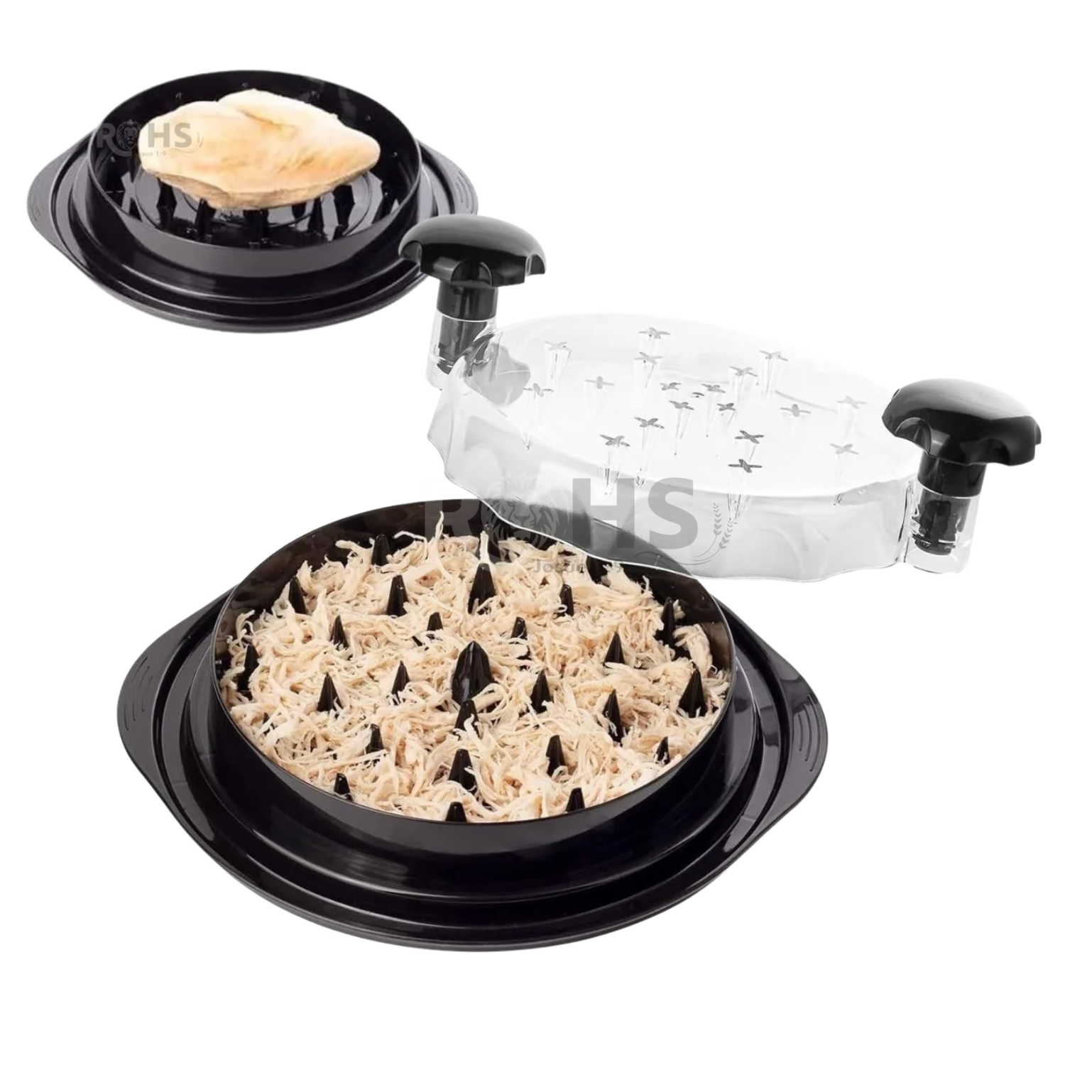 Desmenuzador Manual De Carne Y Pollo Cocido Con Tapa Transparente Y Base Antideslizante - 3