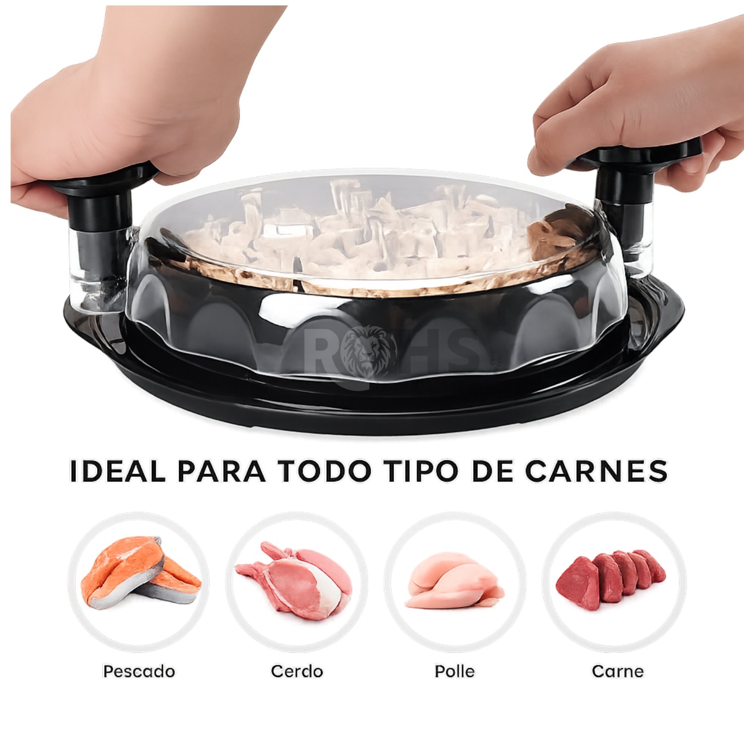 Desmenuzador Manual De Carne Y Pollo Cocido Con Tapa Transparente Y Base Antideslizante - 4
