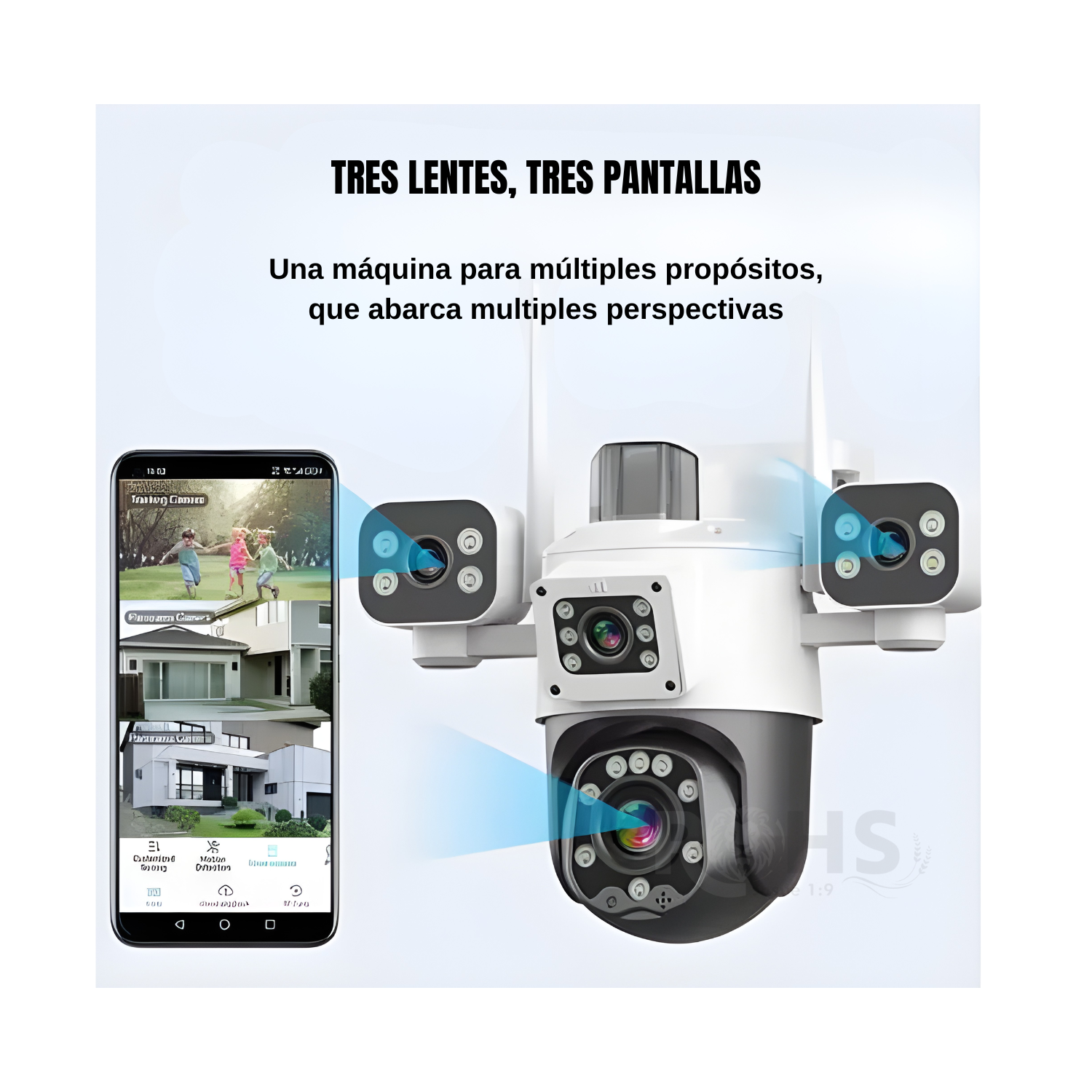 CÁMARA DE SEGURIDAD WIFI PARA EXTERIOR CON TRIPLE LENTE 3K Y VISIÓN 360° - 1