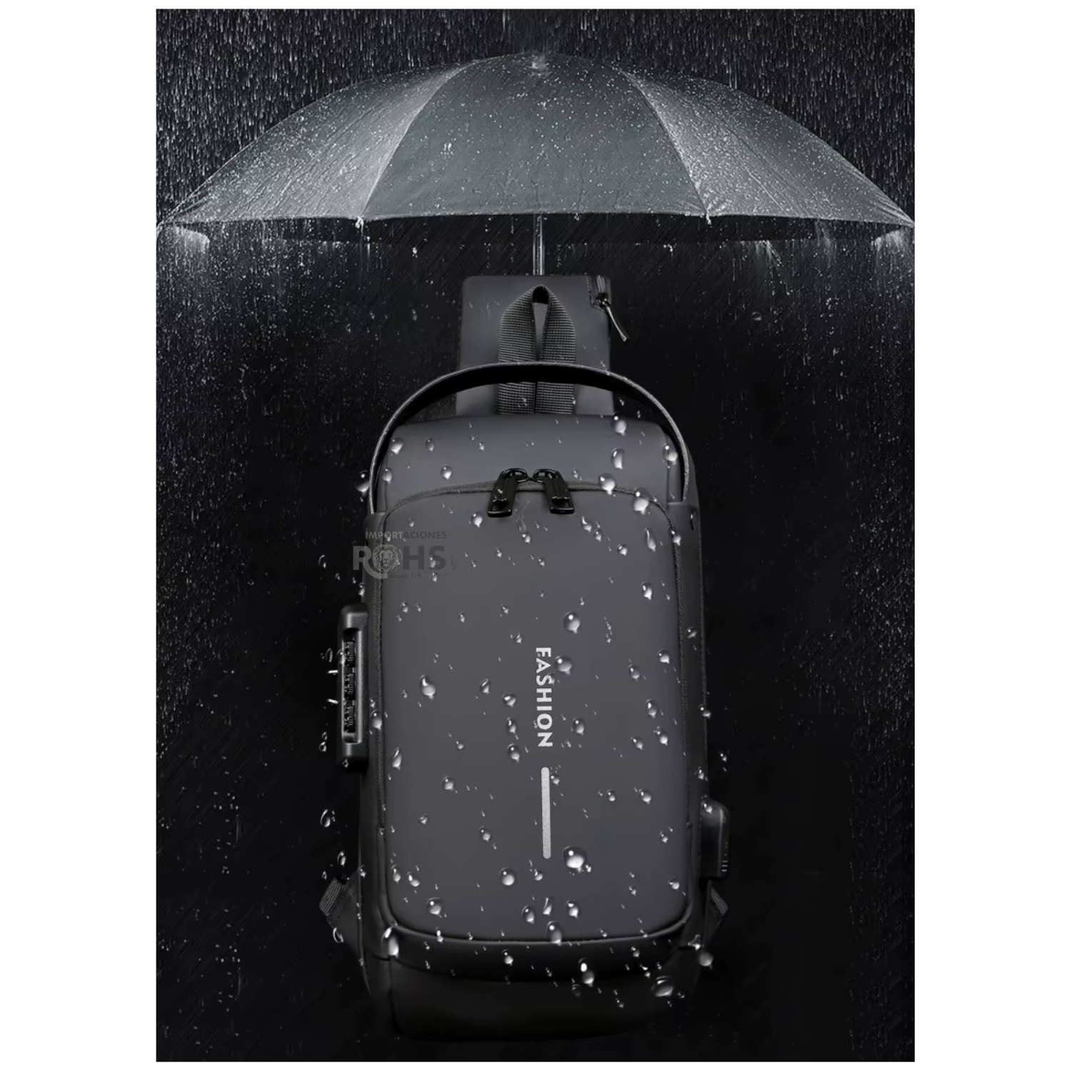 MOCHILA PECHERA ANTIRROBO PARA HOMBRES COLOR NEGRO - 3