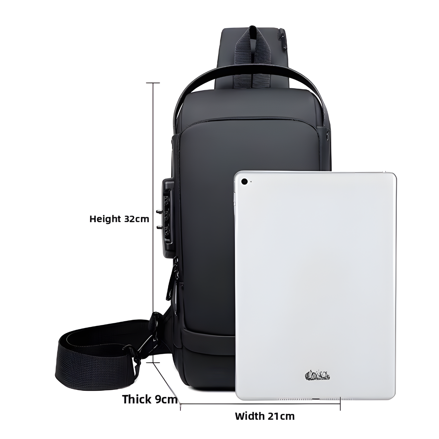 MOCHILA PECHERA ANTIRROBO PARA HOMBRES COLOR NEGRO - 6