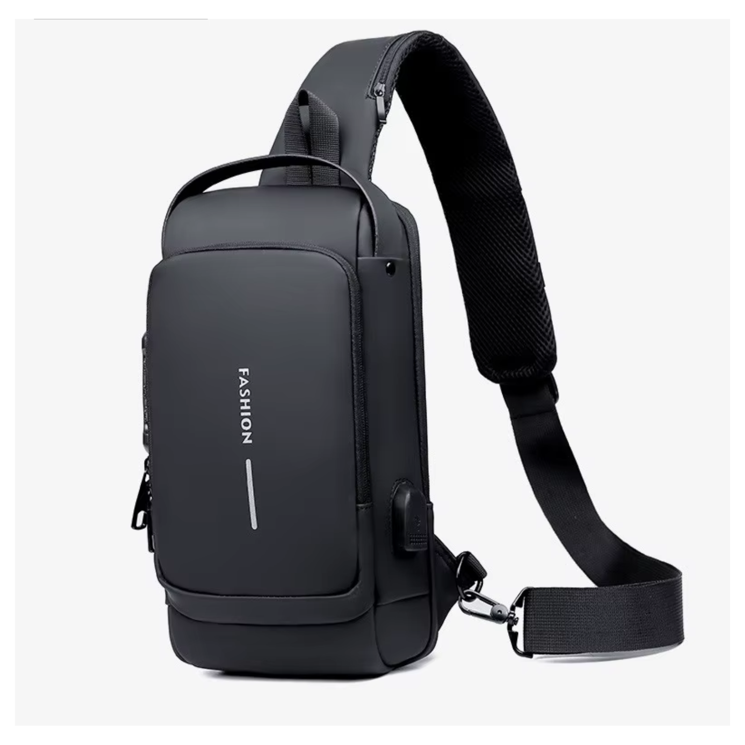 MOCHILA PECHERA ANTIRROBO PARA HOMBRES COLOR NEGRO - 8