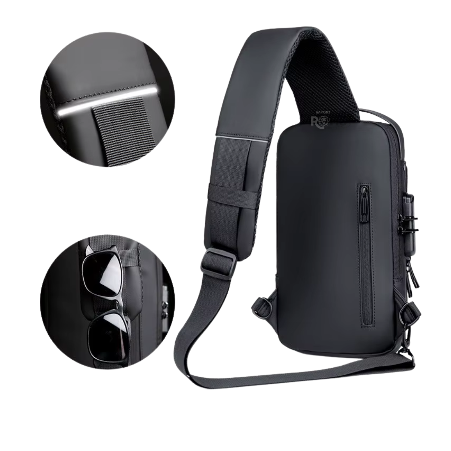 MOCHILA PECHERA ANTIRROBO IMPERMEABLE CON PUERTO USB PARA USO DIARIO - 5