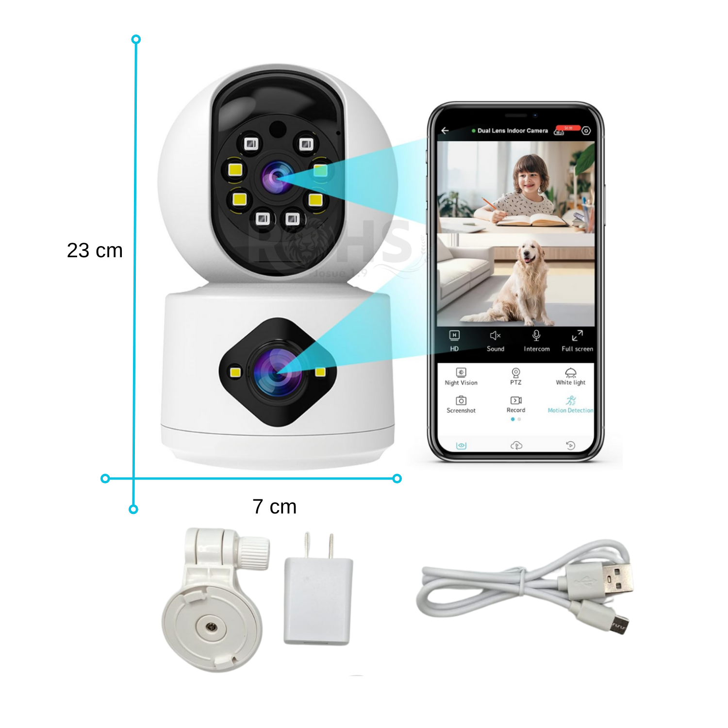 CÁMARA DE SEGURIDAD WIFI CON DOBLE LENTE, ROTACIÓN 360° Y MONITOREO REMOTO - 4