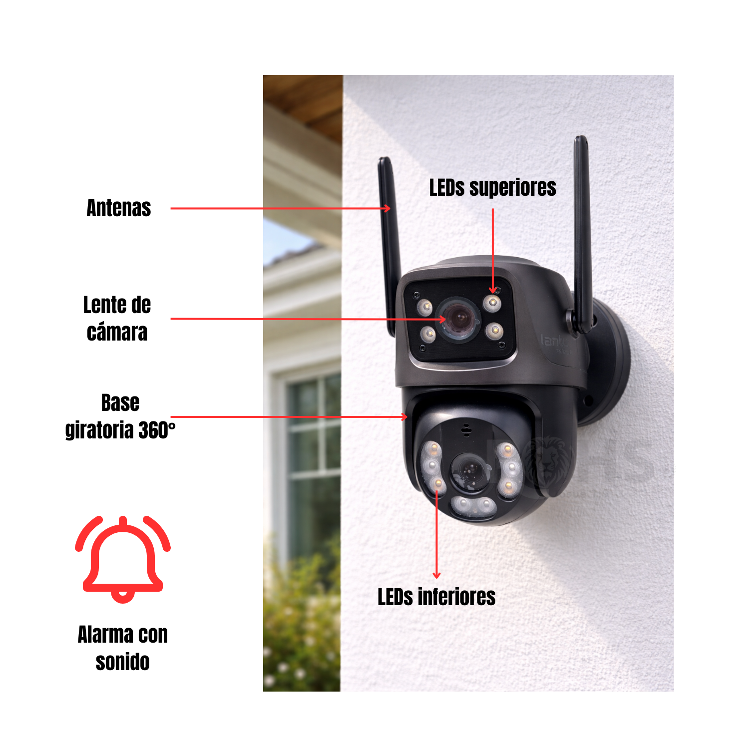 CÁMARA DE SEGURIDAD WIFI PARA EXTERIOR CON DOBLE LENTE, ZOOM 8X Y MONITOREO 360° - 1