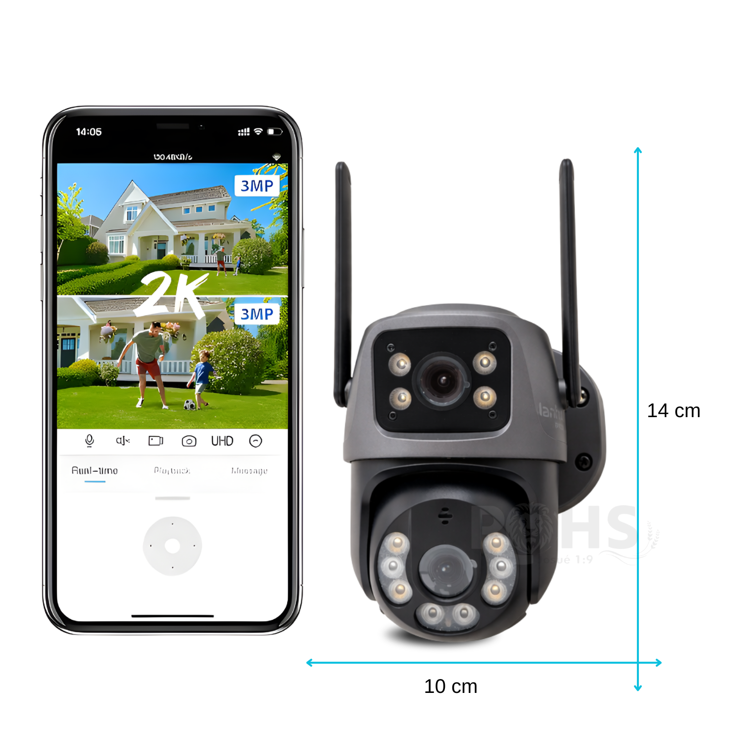 CÁMARA DE SEGURIDAD WIFI PARA EXTERIOR CON DOBLE LENTE, ZOOM 8X Y MONITOREO 360° - 2
