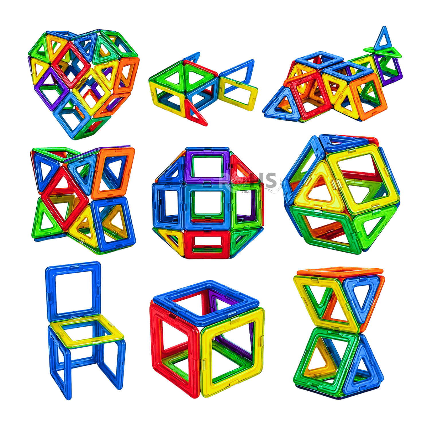 BLOQUES MAGNÉTICOS 58 PIEZAS JUEGO DE CONSTRUCCIÓN EDUCATIVO CON RUEDAS + TABLET LCD REGALO - 3