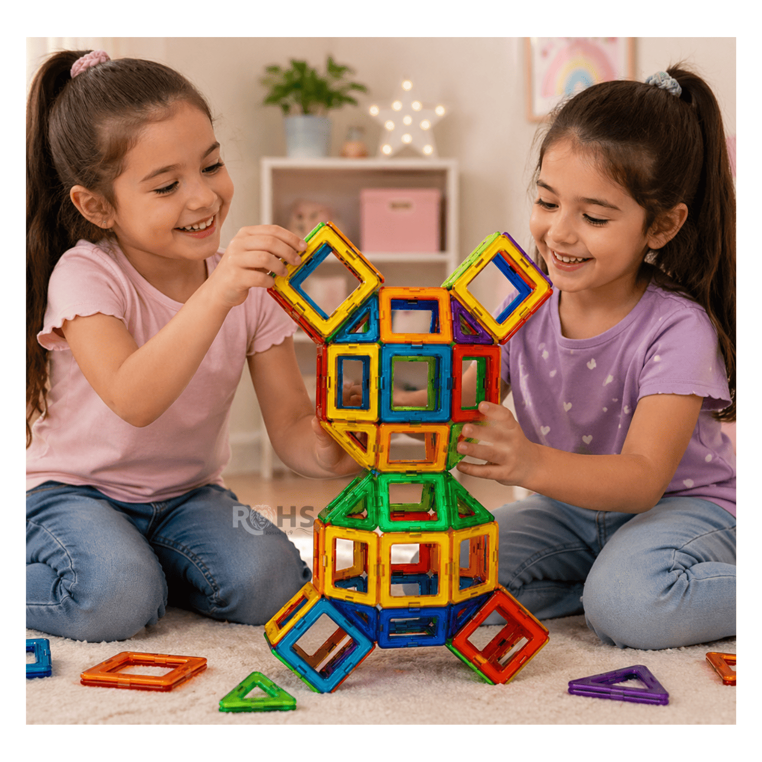 BLOQUES MAGNÉTICOS 58 PIEZAS JUEGO DE CONSTRUCCIÓN EDUCATIVO CON RUEDAS + TABLET LCD REGALO - 6