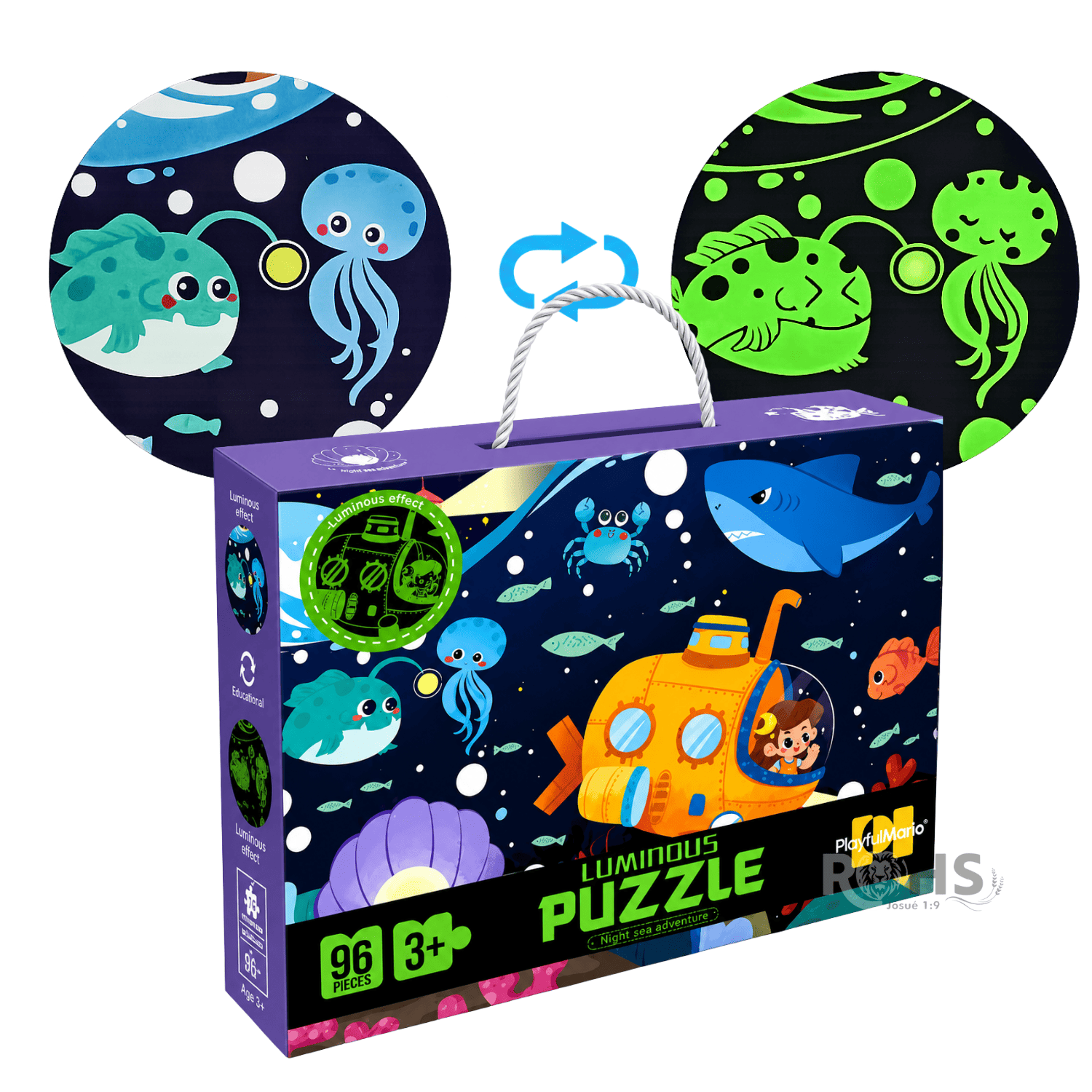 ROMPECABEZAS LUMINOSO MORADO INFANTIL 96 PIEZAS BRILLA EN LA OSCURIDAD PUZZLE EDUCATIVO NIÑOS + Regalo - 3