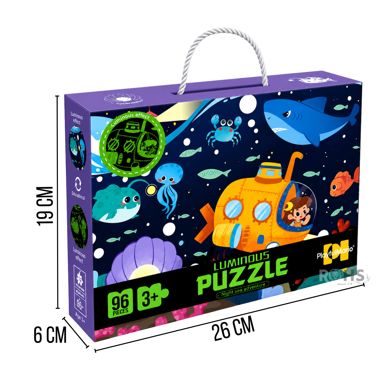 ROMPECABEZAS LUMINOSO MORADO INFANTIL 96 PIEZAS BRILLA EN LA OSCURIDAD PUZZLE EDUCATIVO NIÑOS + Regalo - 4