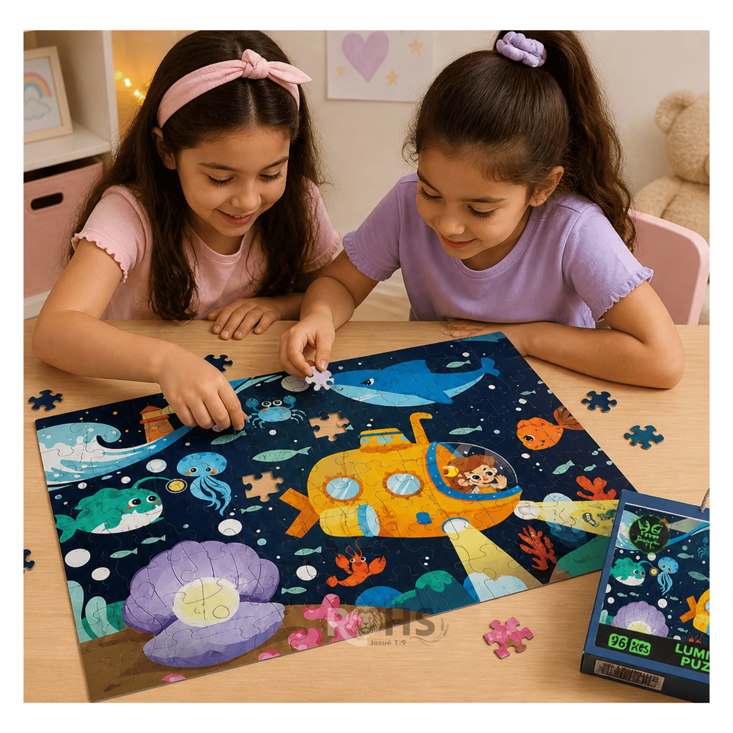 ROMPECABEZAS LUMINOSO MORADO INFANTIL 96 PIEZAS BRILLA EN LA OSCURIDAD PUZZLE EDUCATIVO NIÑOS + Regalo - 5