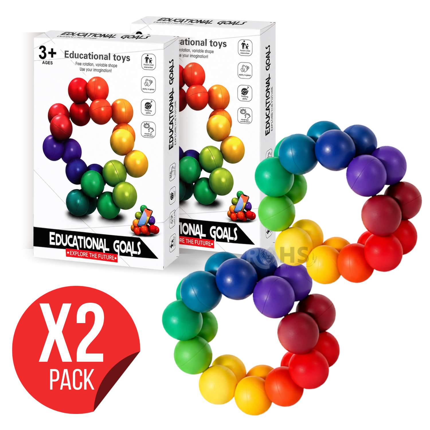 PACK X2 CUBO SENSORIAL DE BOLAS FLEXIBLE ANTIESTRÉS EDUCATIVO PARA NIÑOS Y ADULTOS - 1