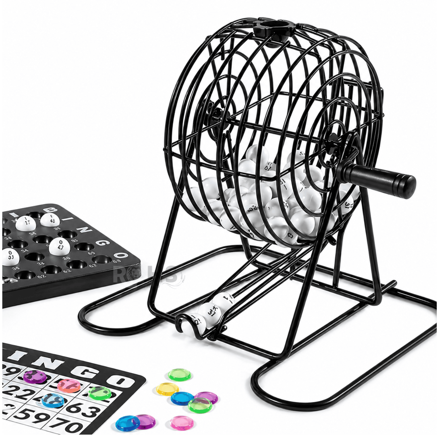 JUEGO DE BINGO COMPLETO CON TÓMBOLA METÁLICA BOLAS NUMERADAS Y TABLEROS - 2