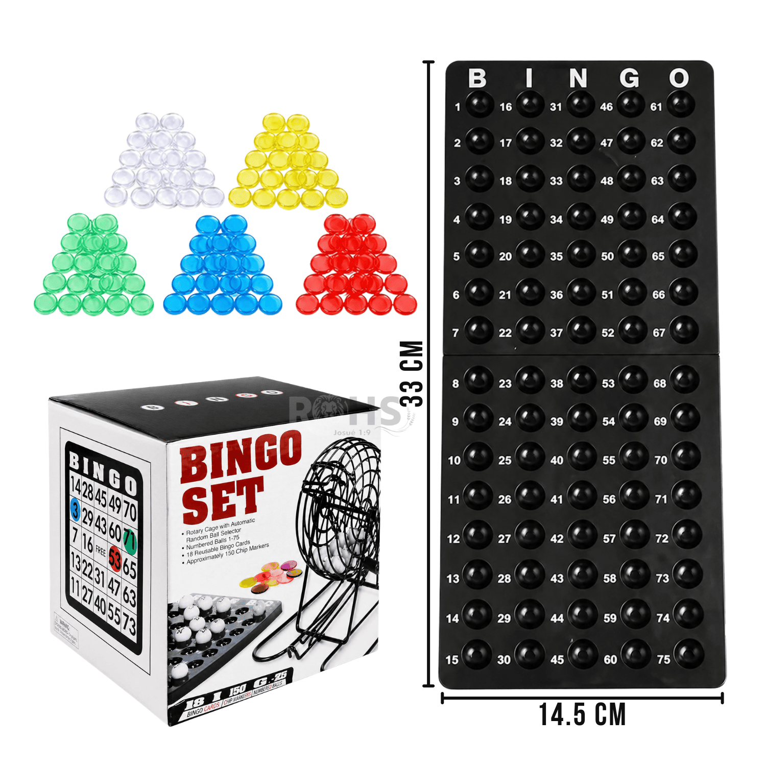 JUEGO DE BINGO COMPLETO CON TÓMBOLA METÁLICA BOLAS NUMERADAS Y TABLEROS - 3