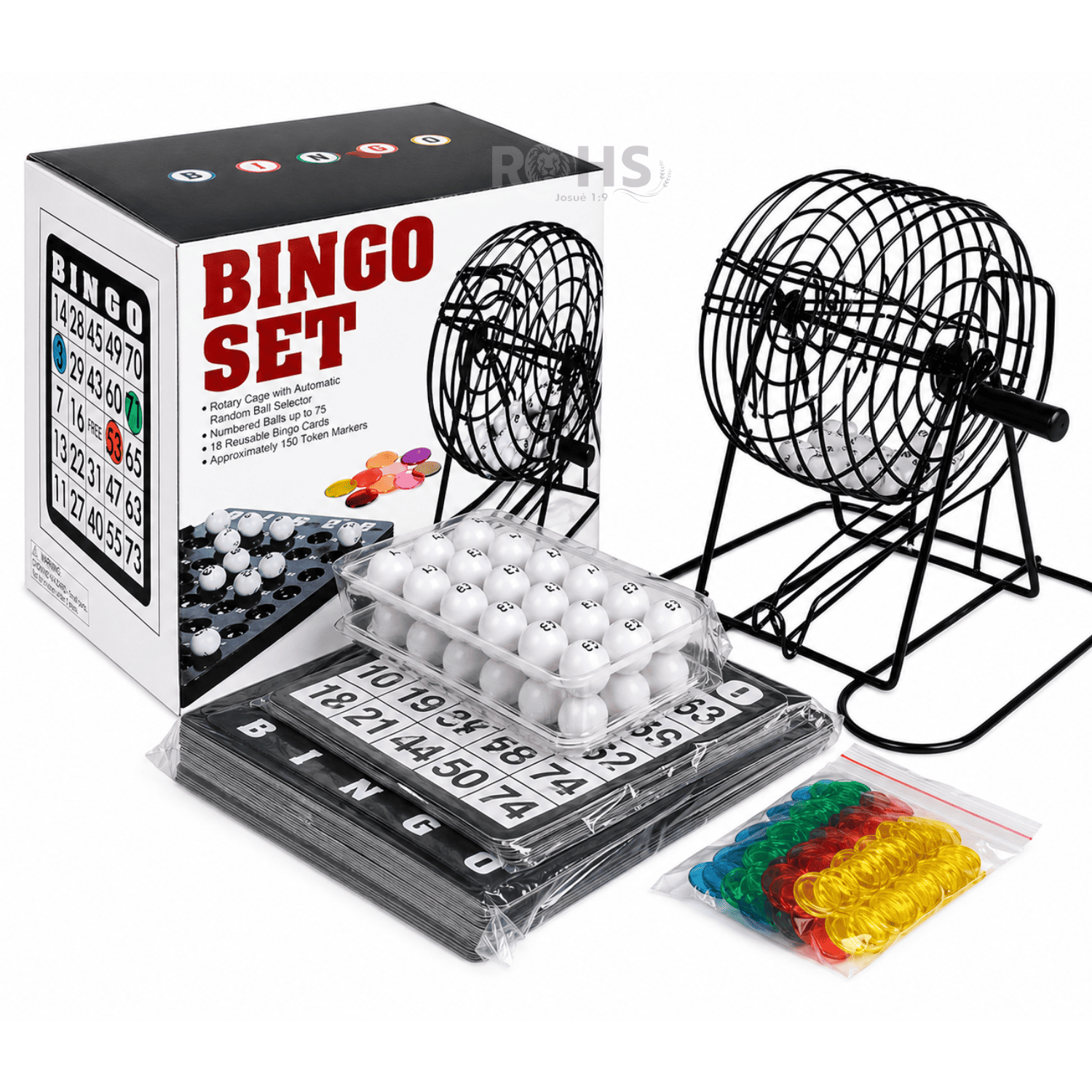 JUEGO DE BINGO COMPLETO CON TÓMBOLA METÁLICA BOLAS NUMERADAS Y TABLEROS - 5