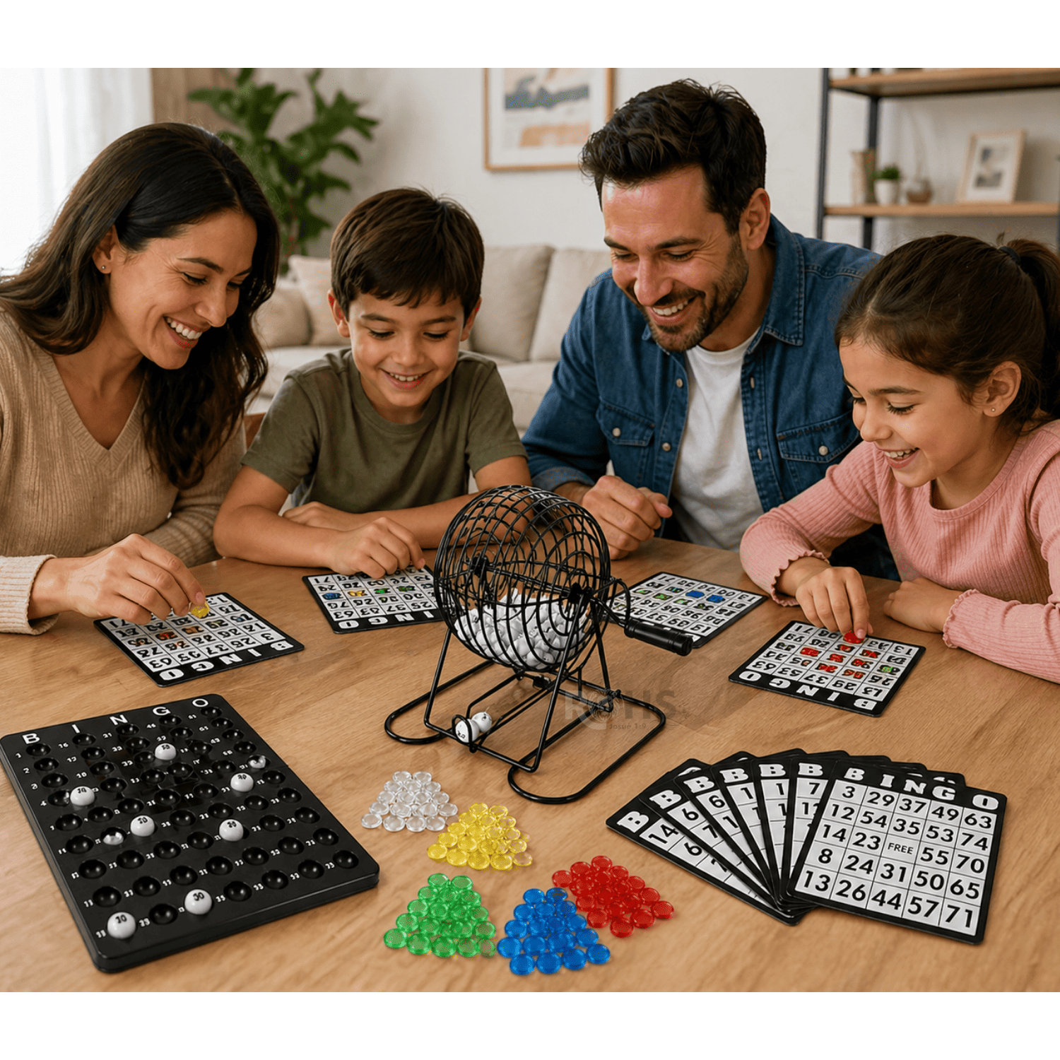 JUEGO DE BINGO COMPLETO CON TÓMBOLA METÁLICA BOLAS NUMERADAS Y TABLEROS - 7