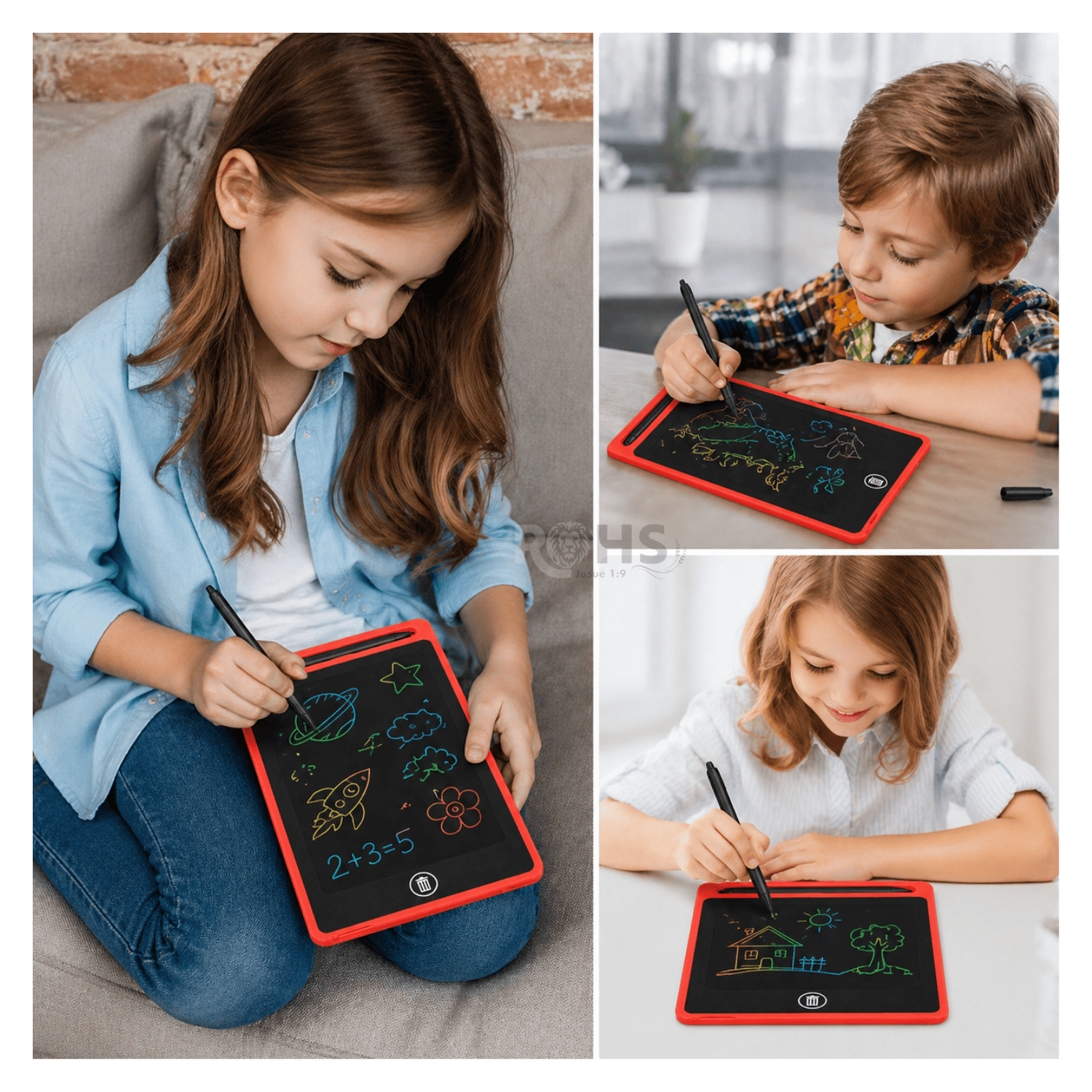 PACK X2 TABLETS LCD VERDE Y AZUL 8.5 PARA DIBUJAR NIÑOS PIZARRA DIGITAL REUTILIZABLE CON LÁPIZ ESCRITURA SIN PAPEL - 7