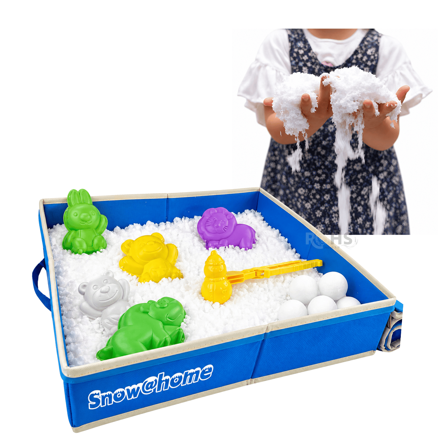 NIEVE MÁGICA PARA NIÑOS CON MOLDES Y CAJA ANTIDESORDEN + TABLET LCD DE REGALO - 4