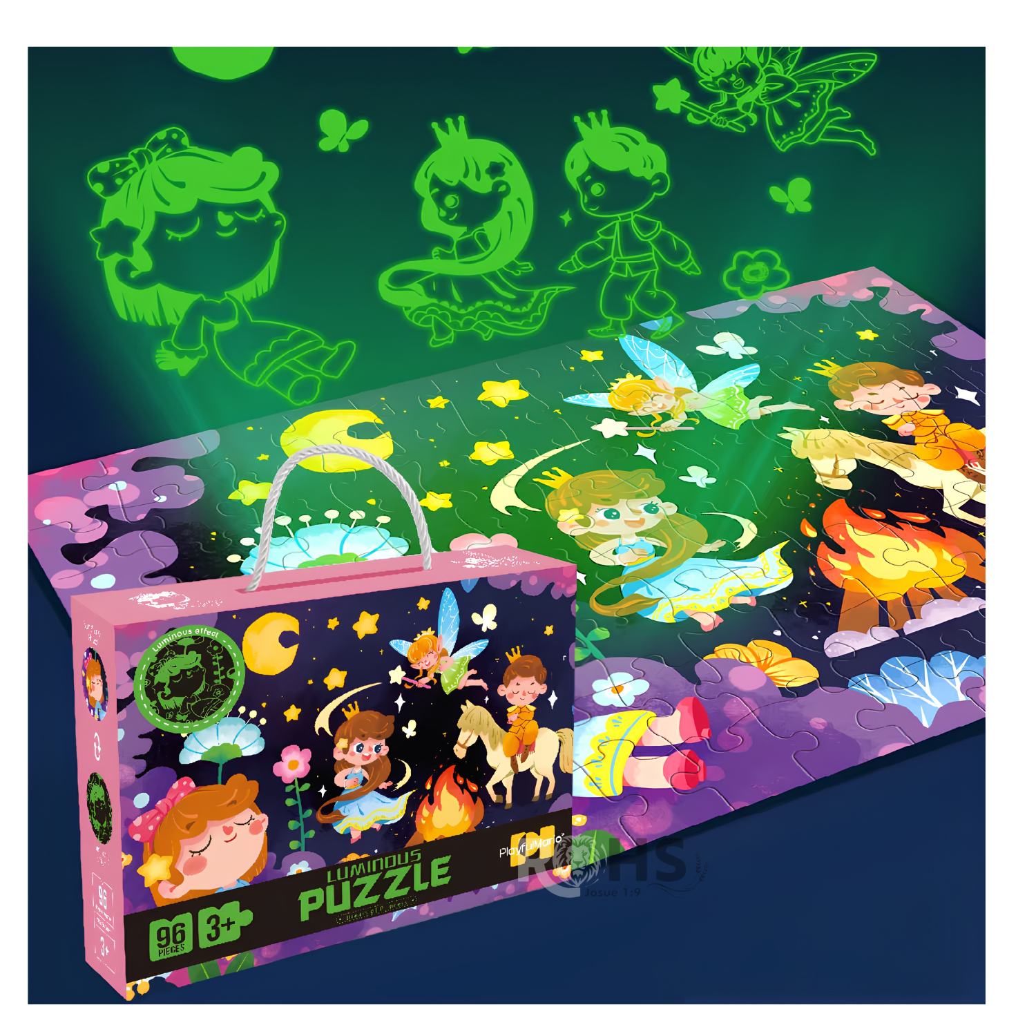 ROMPECABEZAS LUMINOSO 96 PIEZAS PARA NIÑOS BRILLA EN LA OSCURIDAD + TABLET LCD DE REGALO - 2