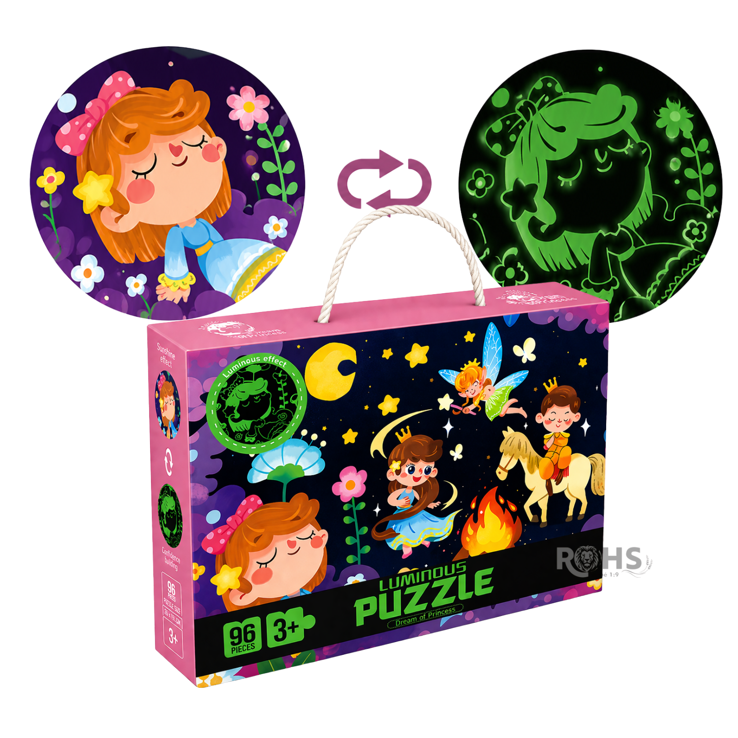 ROMPECABEZAS LUMINOSO 96 PIEZAS PARA NIÑOS BRILLA EN LA OSCURIDAD + TABLET LCD DE REGALO - 6