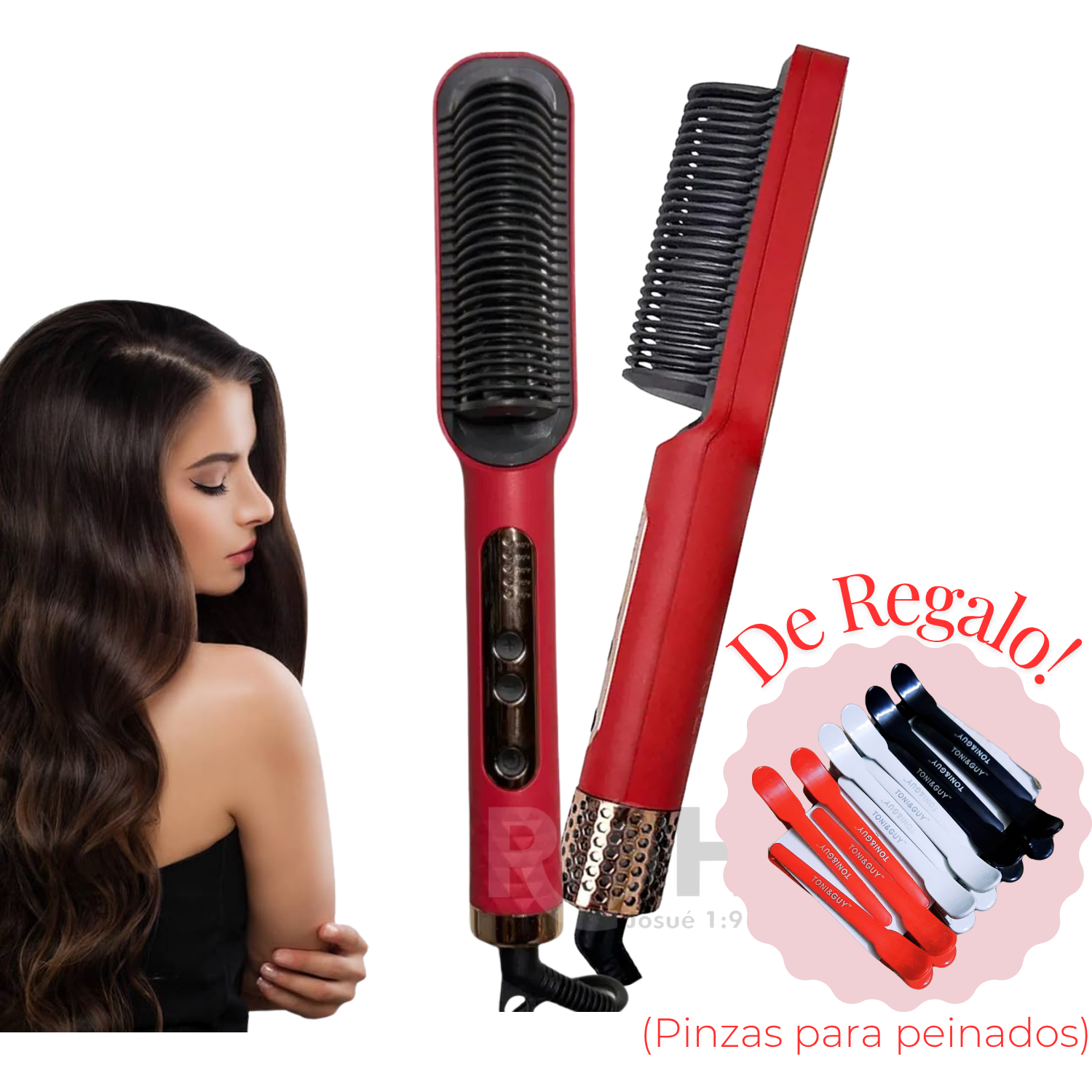 CEPILLO ALISADOR ELÉCTRICO 2 EN 1 RAF COLOR ROJO + REGALO - 1