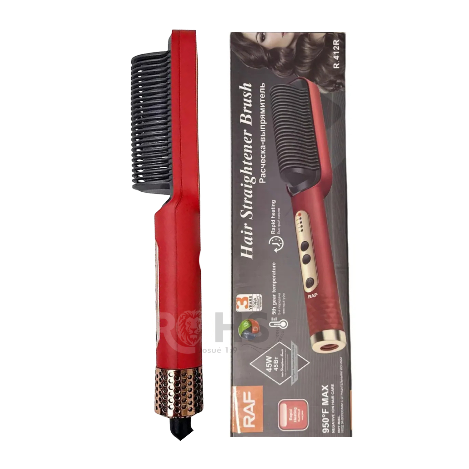 CEPILLO ALISADOR ELÉCTRICO 2 EN 1 RAF COLOR ROJO + REGALO - 4
