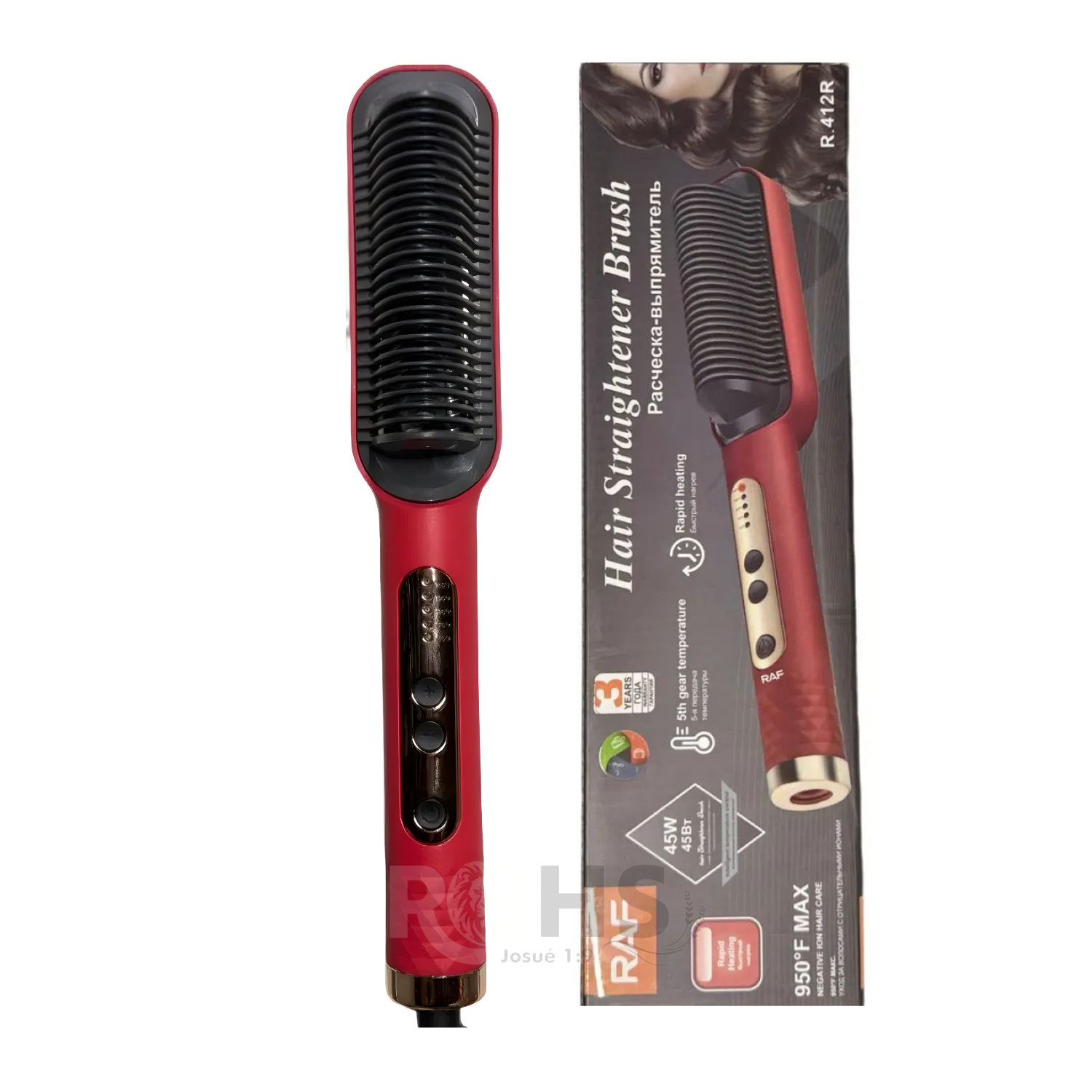 CEPILLO ALISADOR ELÉCTRICO 2 EN 1 RAF COLOR ROJO + REGALO - 5