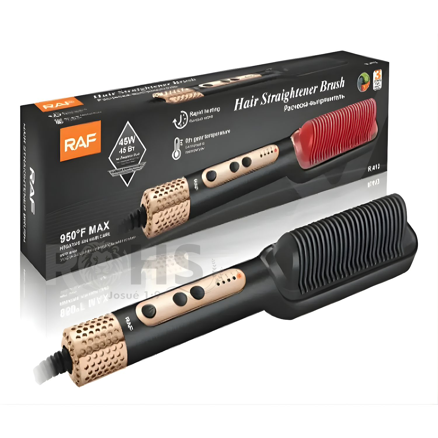 CEPILLO ALISADOR ELÉCTRICO 2 EN 1 RAF COLOR NEGRO + REGALO - 5