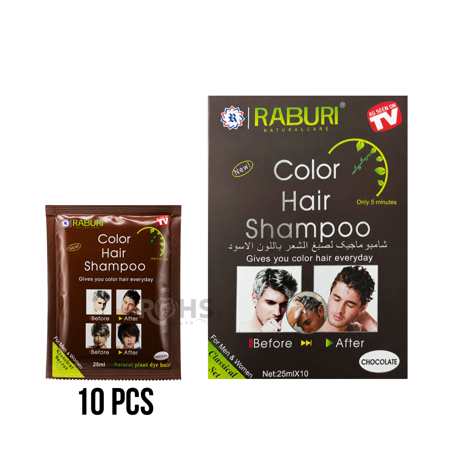SHAMPOO TINTE PARA CABELLO CON COBERTURA UNIFORME COLOR MARRÓN - 1
