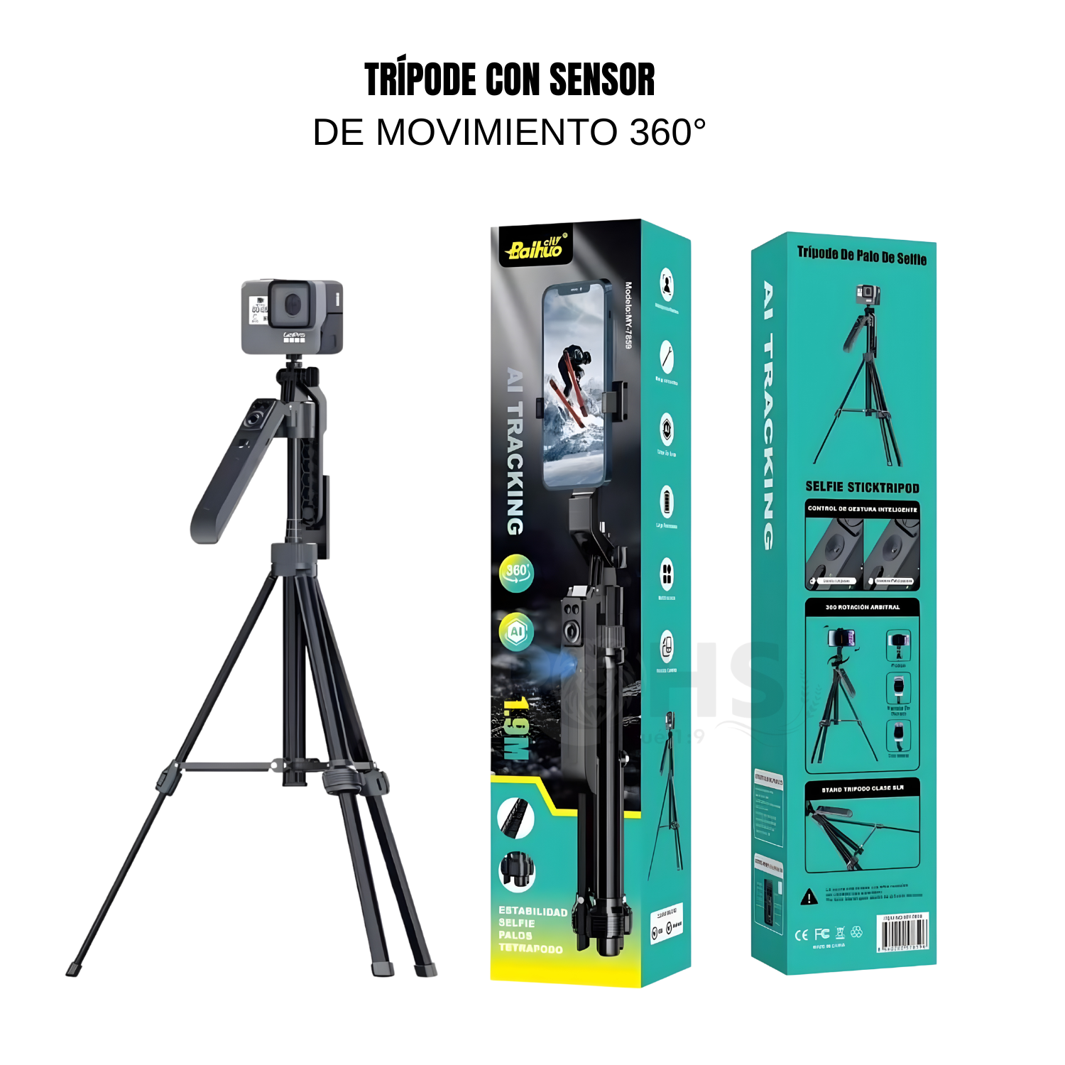 TRÍPODE CON SENSOR DE MOVIMIENTO Y ROTACIÓN 360° - 1