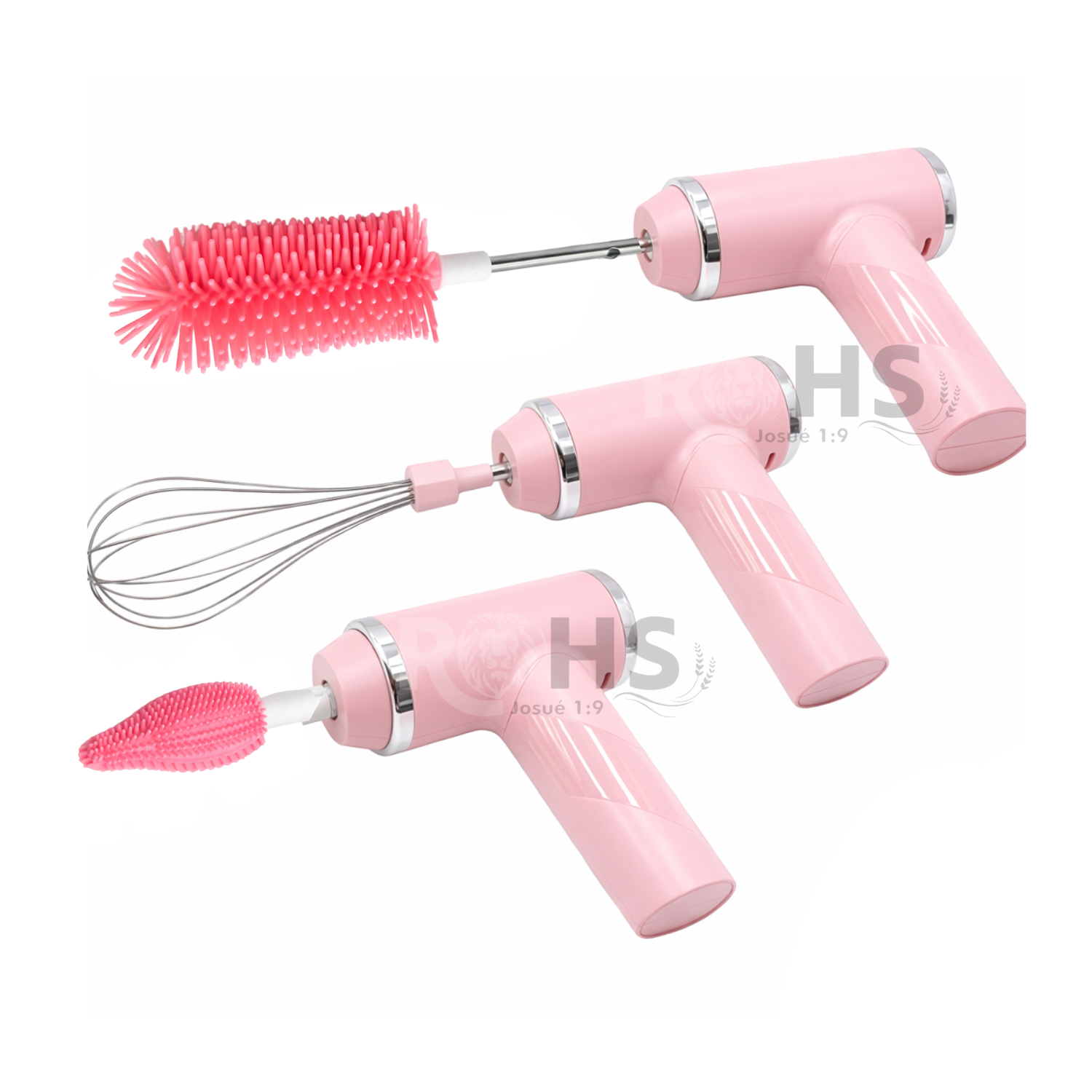 LIMPIADOR ELÉCTRICO MULTIFUNCIONAL CON ACCESORIOS Y BATIDOR PARA LIMPIEZA DEL HOGAR COLOR ROSADO - 1