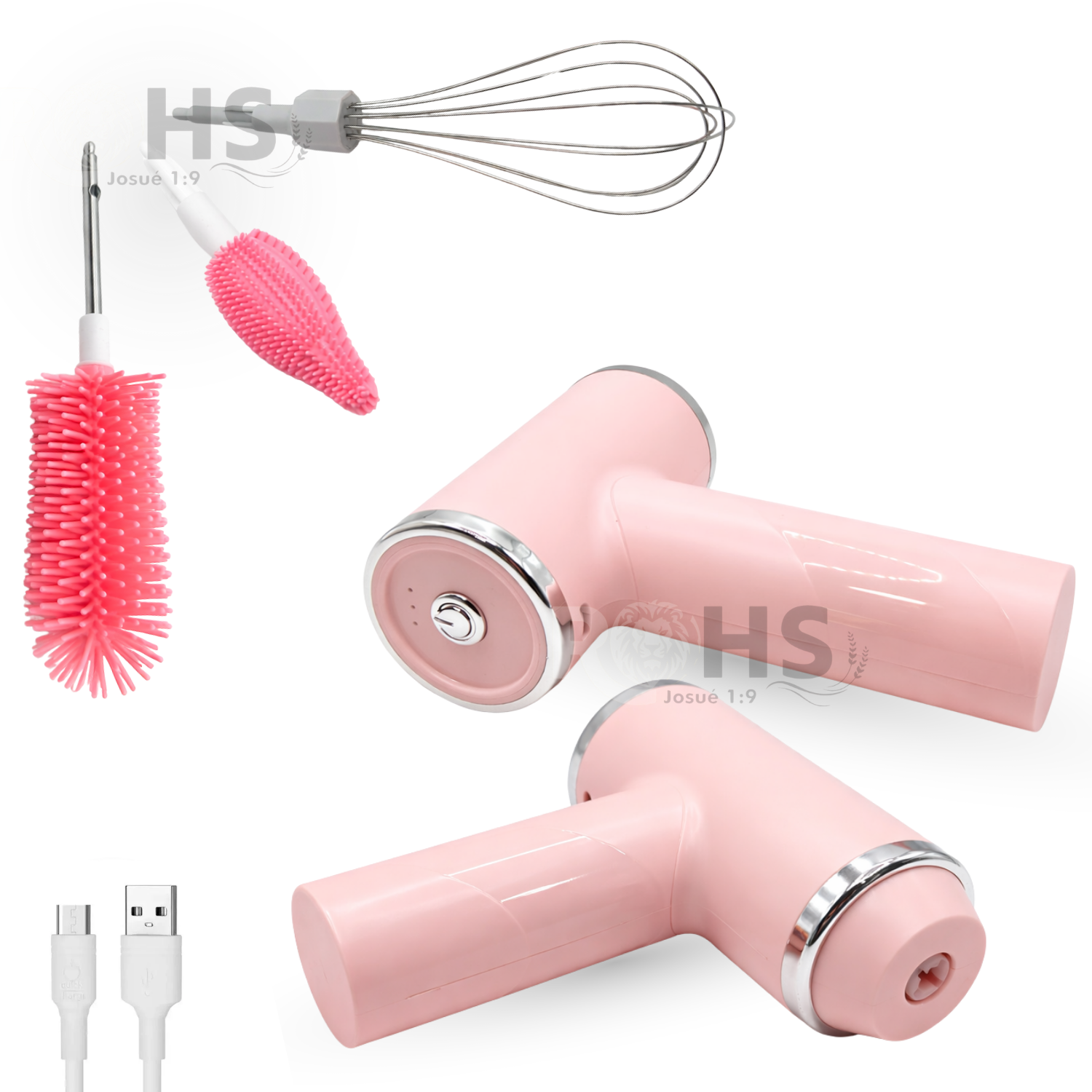 LIMPIADOR ELÉCTRICO MULTIFUNCIONAL CON ACCESORIOS PARA EL HOGAR - ROSADO - 1