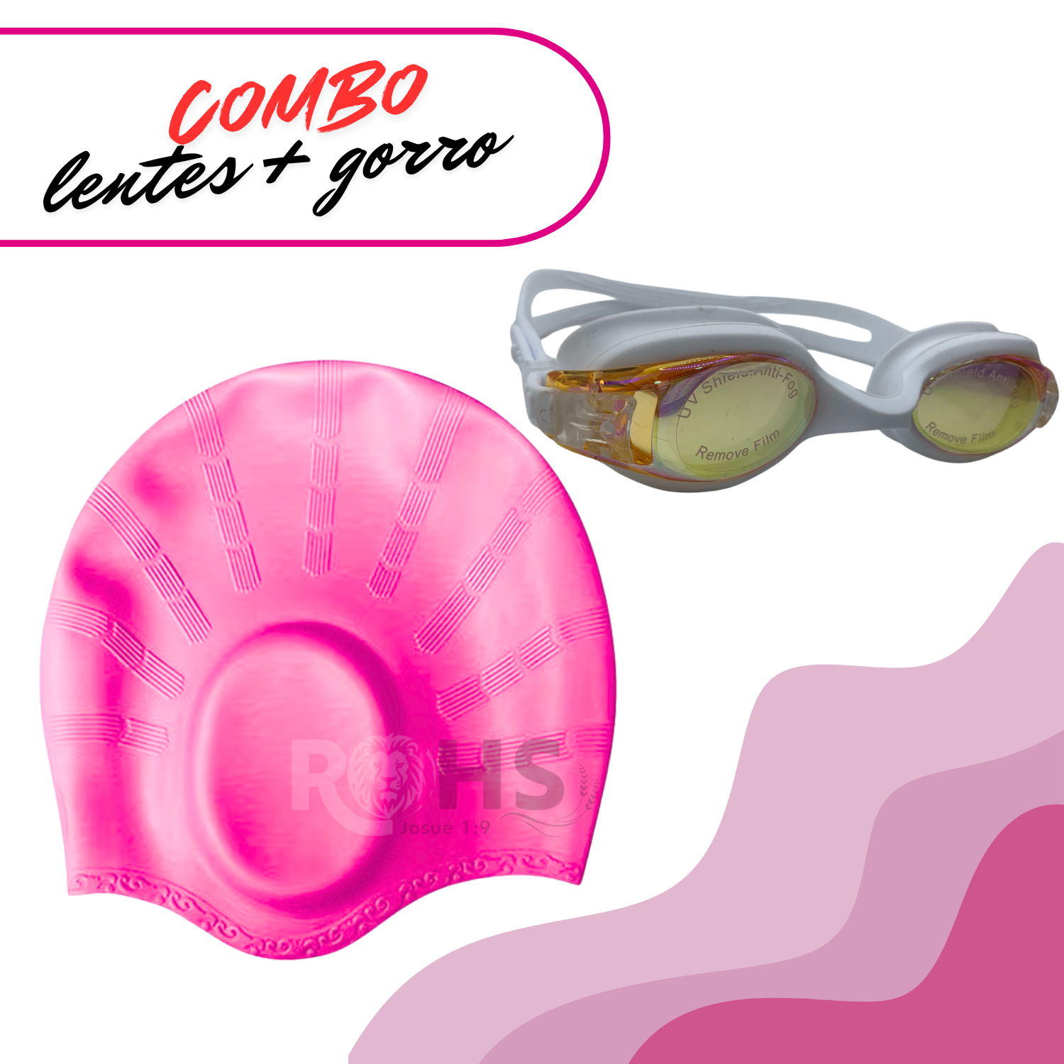 KIT DE NATACIÓN GORRO Y LENTES DE PISCINA UNISEX AJUSTABLE - 1