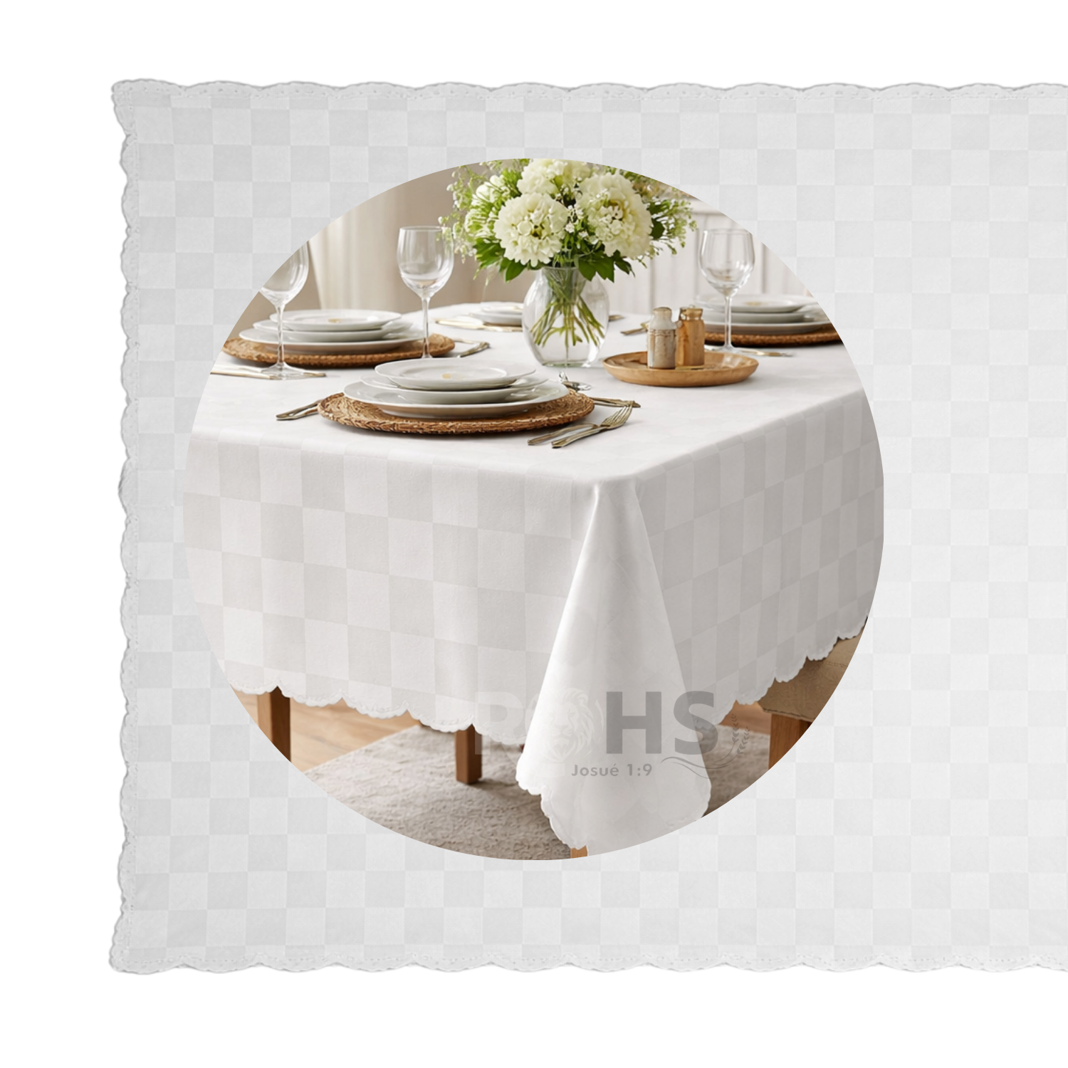 MANTEL DE MESA BLANCO 140 X 220 CM DECORATIVO PARA COMEDOR Y REUNIONES - 5