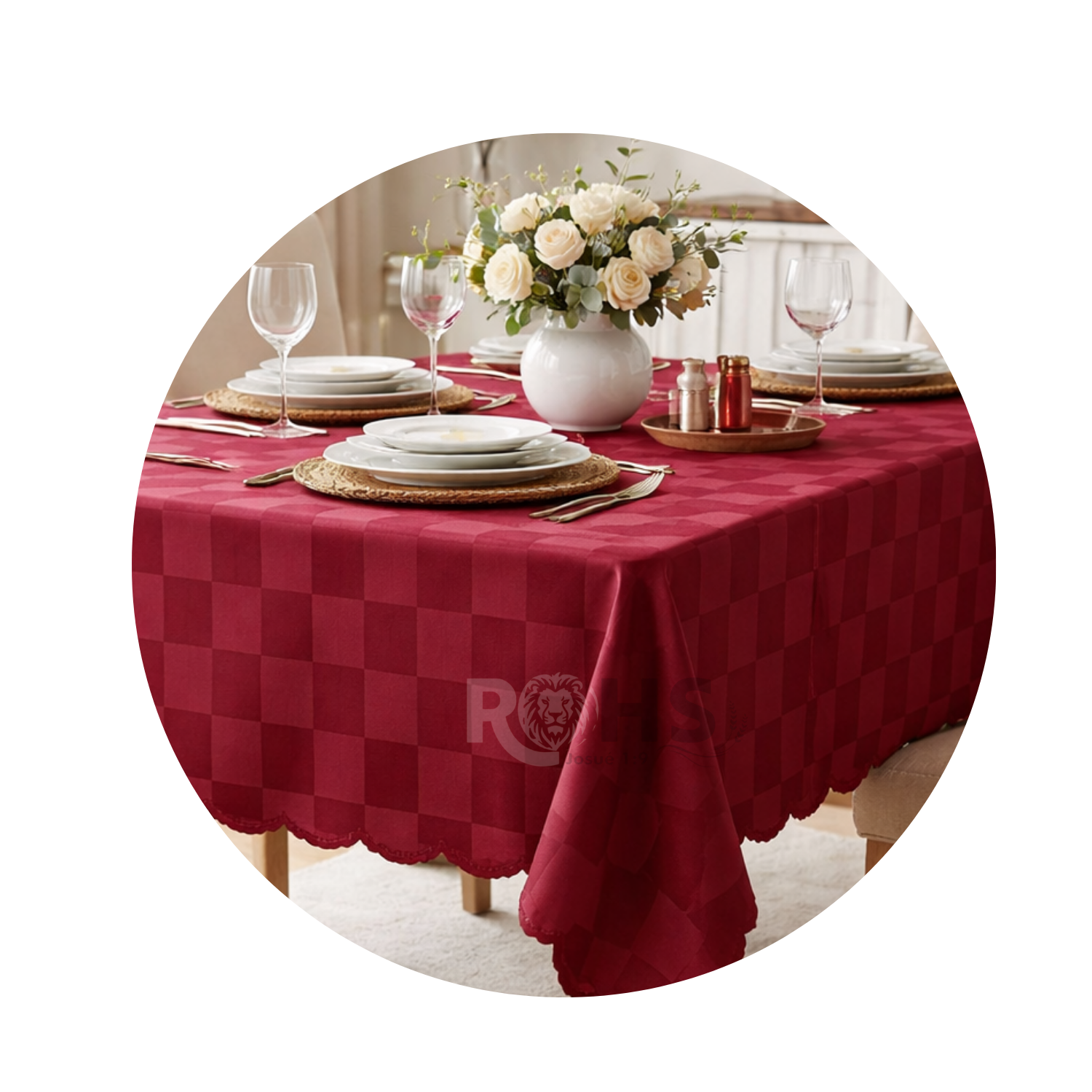 MANTEL RECTANGULAR ROJO 140 X 220 CM PARA COMEDOR - ELEGANCIA PARA TU MESA - 1
