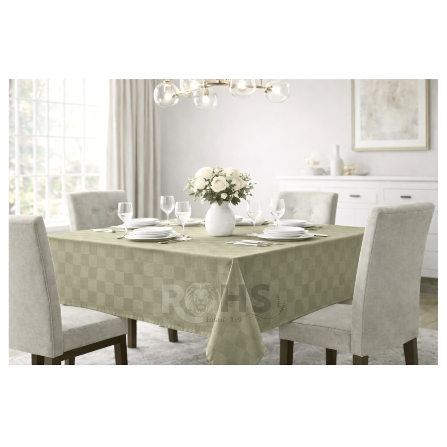 MANTEL DE MESA VERDE 140 X 180 CM DECORATIVO PARA COMEDOR Y REUNIONES - 3