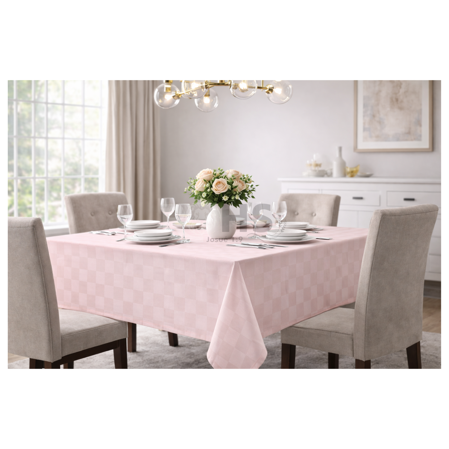 MANTEL DE MESA ROSA 140 X 180 CM PARA COMEDOR - ELEGANCIA PARA TU MESA - 1