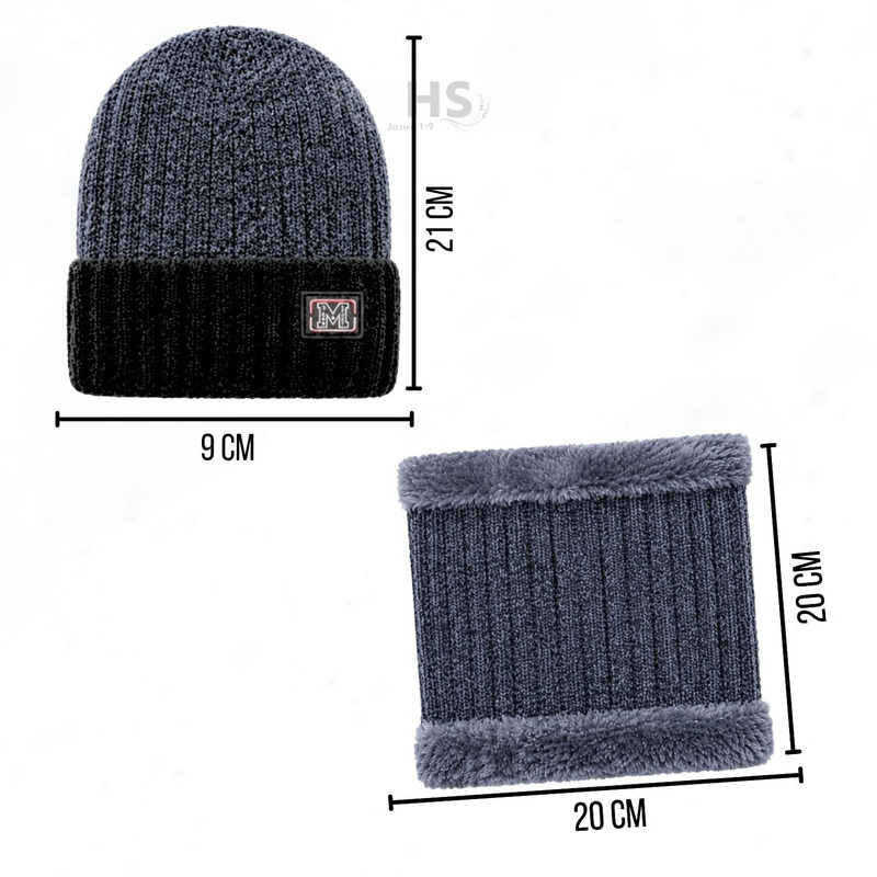 CUELLERA + GORRO GRIS DE TELA Y TEJIDO SUAVE - 3