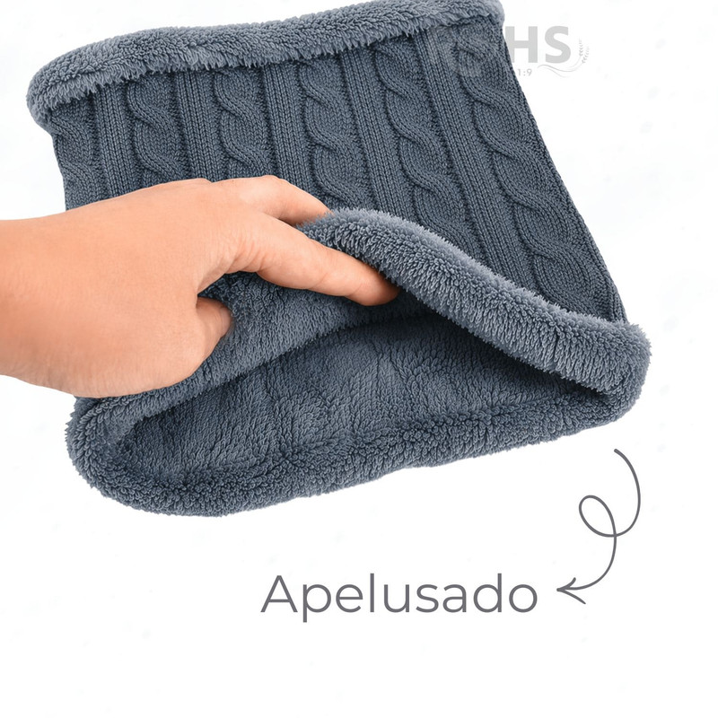 CUELLERA + GORRO GRIS DE TELA Y TEJIDO SUAVE - 5